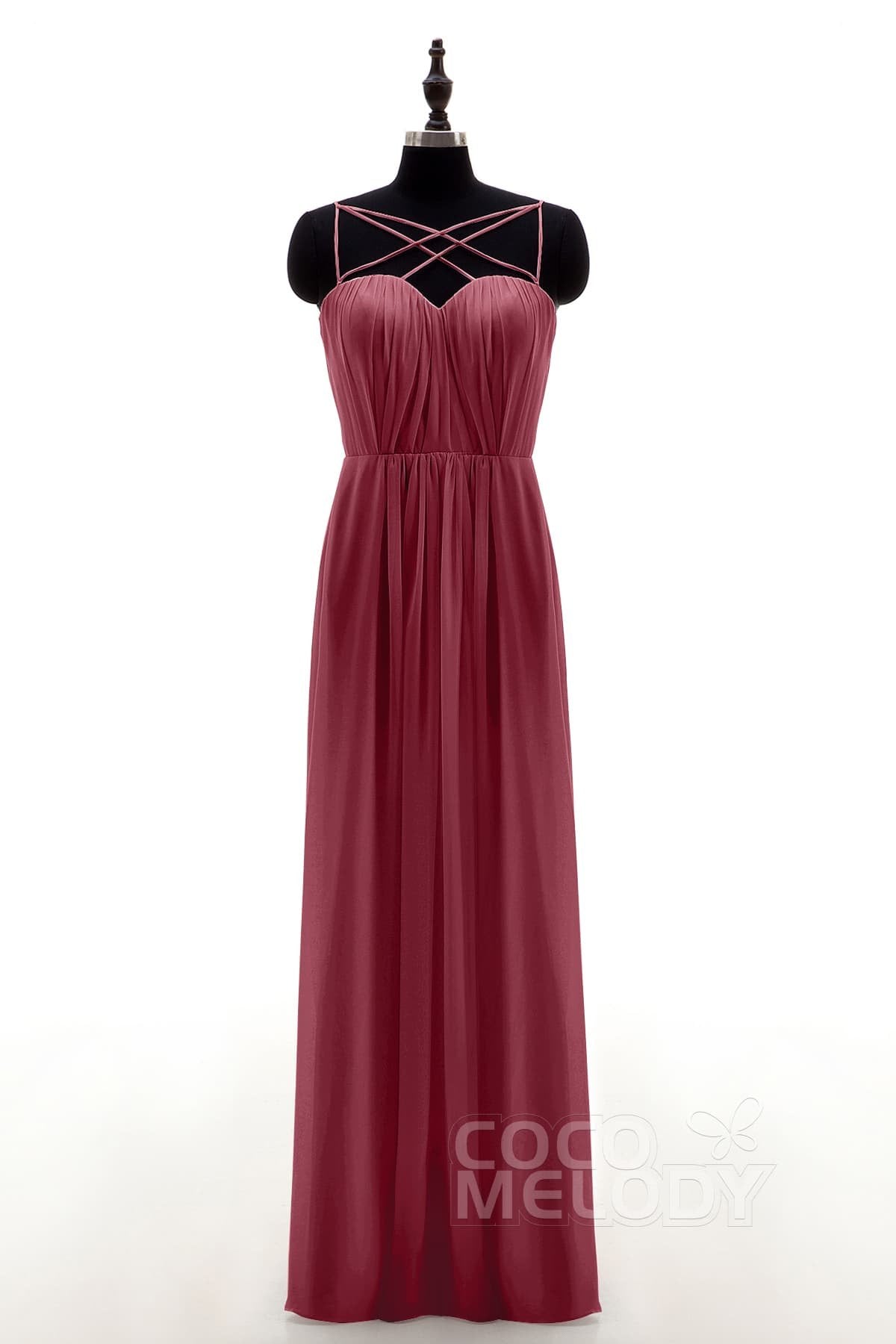 COCOMELODY Sheath-Column Floor Length Chiffon Bridesmaid Dress NB3315 