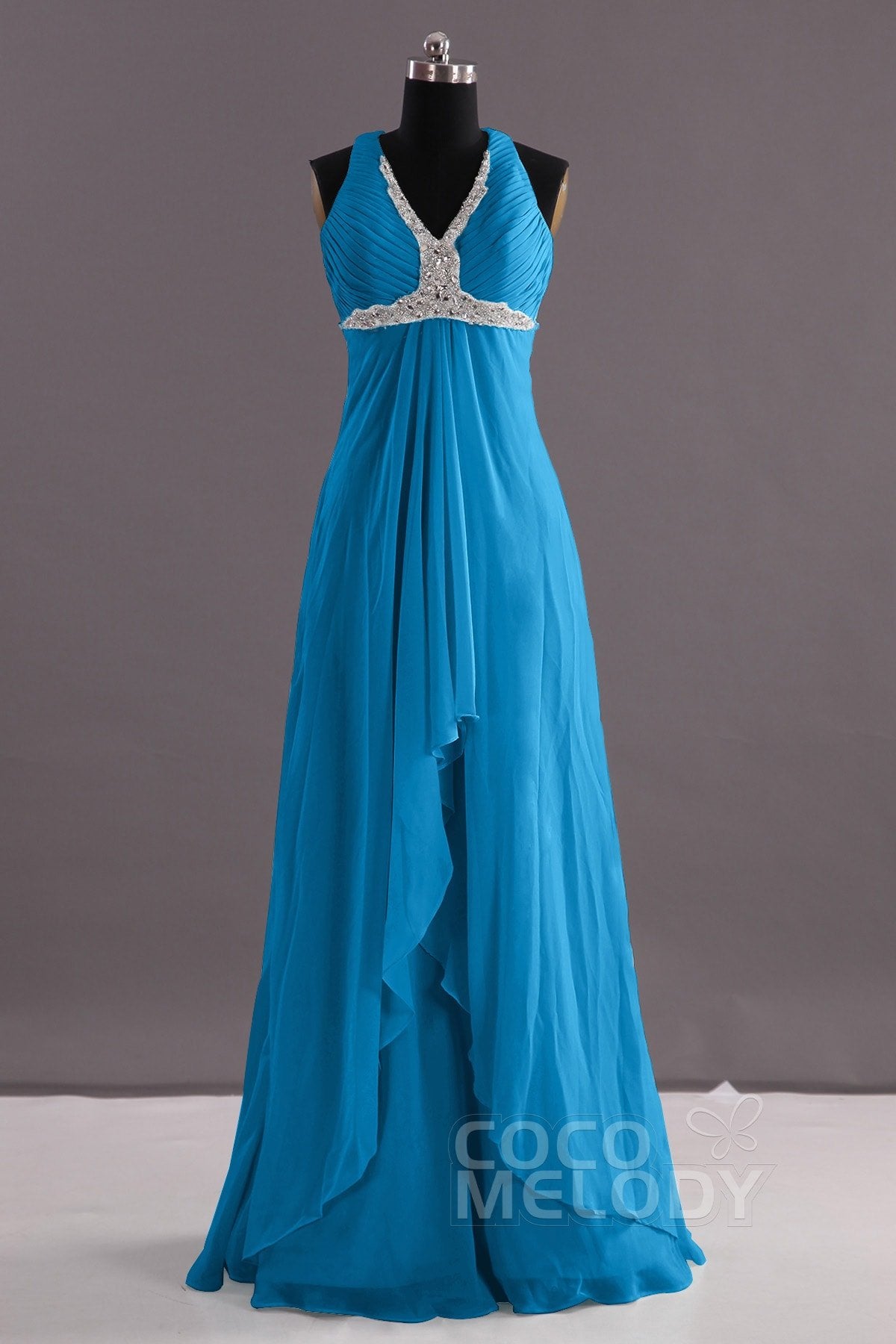 COCOMELODY Sheath-Column Floor Length Chiffon Evening Dress COEF14001 