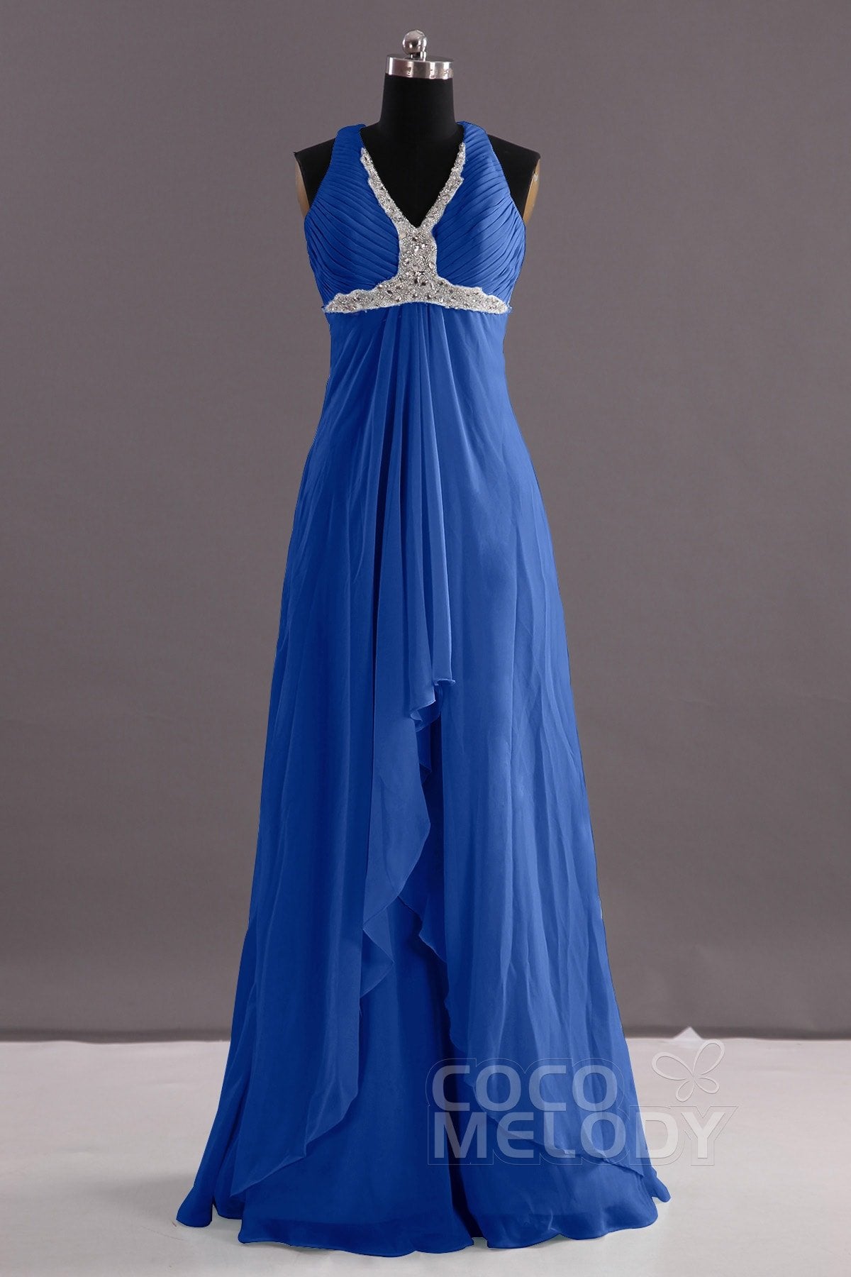 COCOMELODY Sheath-Column Floor Length Chiffon Evening Dress COEF14001 