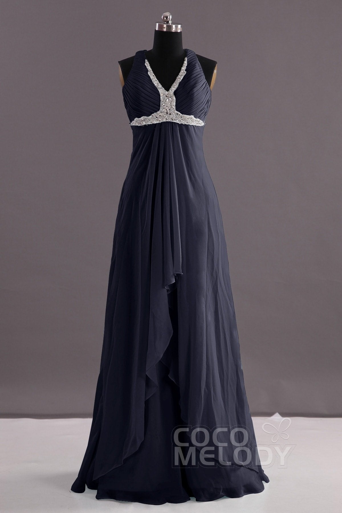 COCOMELODY Sheath-Column Floor Length Chiffon Evening Dress COEF14001 