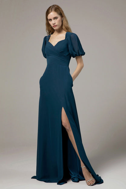 A-Line Floor Length Chiffon Bridesmaid Dress Formal Dresses CB0415