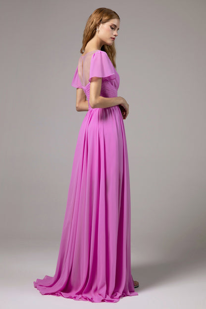 A-Line Floor Length Chiffon Bridesmaid Dress CB0396