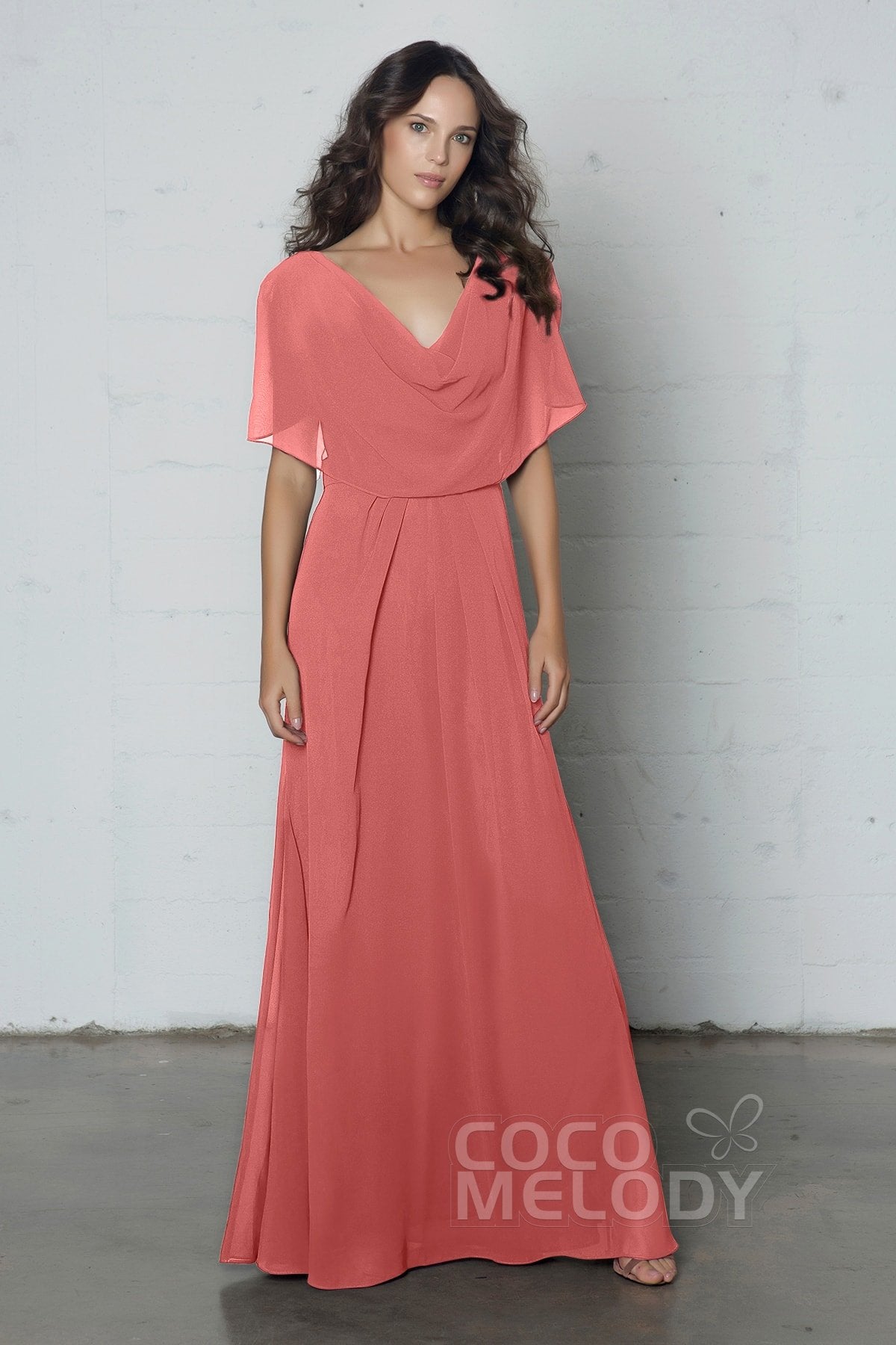 COCOMELODY Sheath-Column Floor Length Chiffon Dress PR17014 