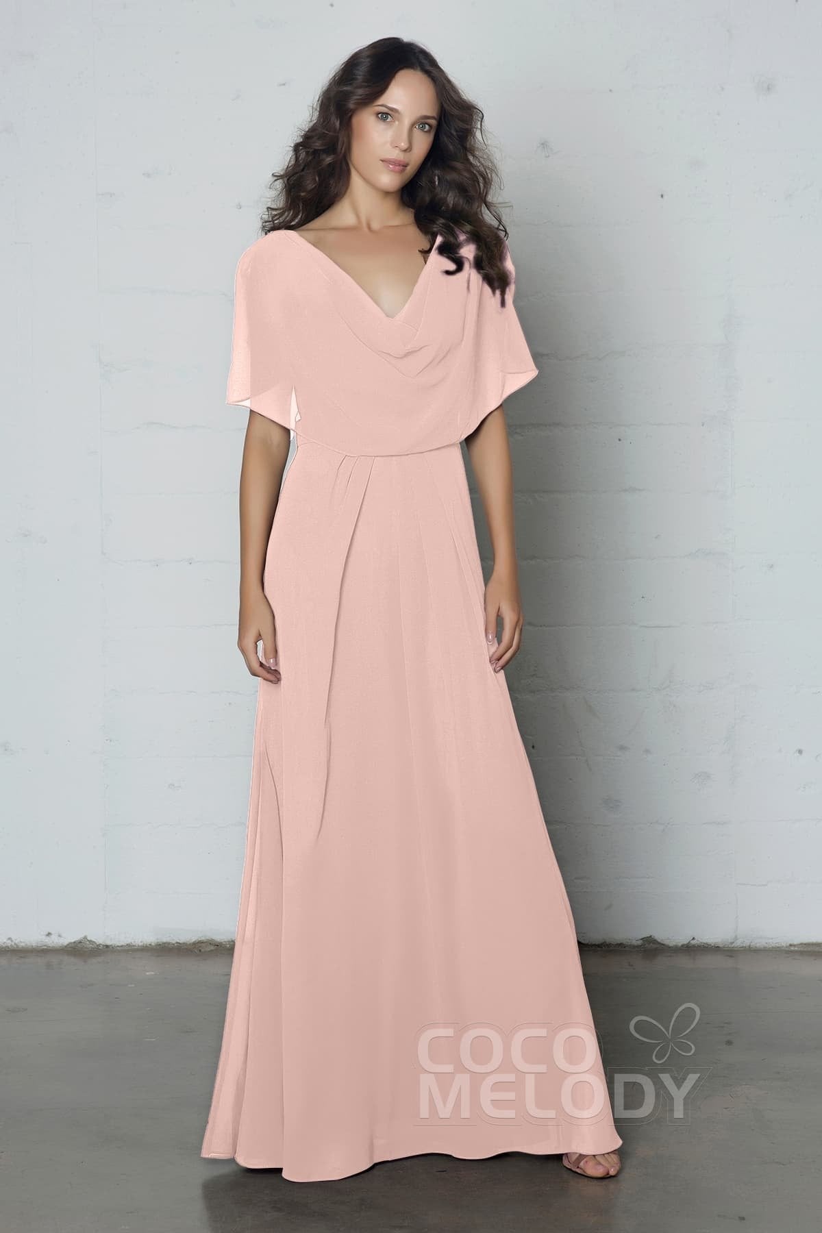 COCOMELODY Sheath-Column Floor Length Chiffon Dress PR17014 