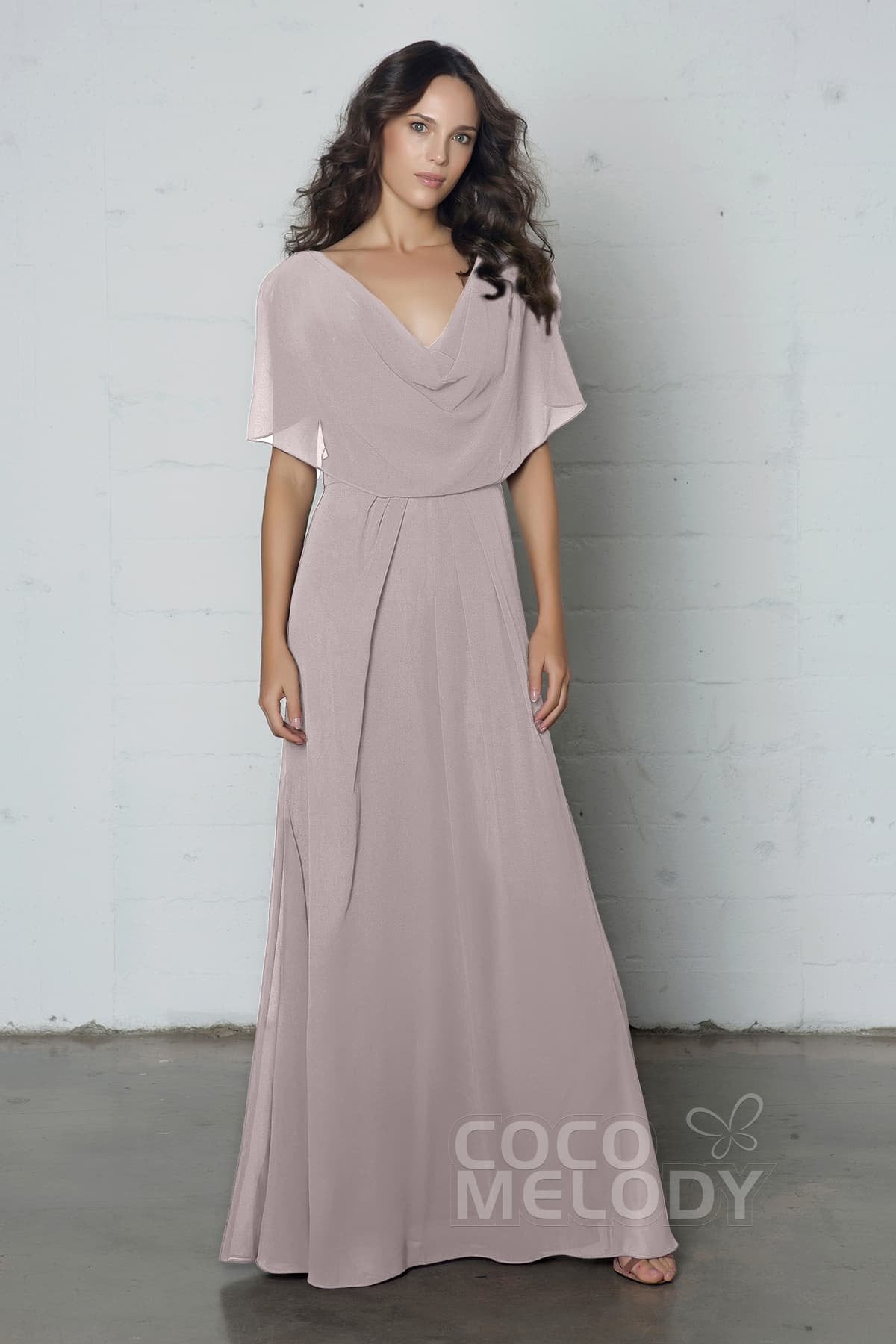 COCOMELODY Sheath-Column Floor Length Chiffon Dress PR17014 