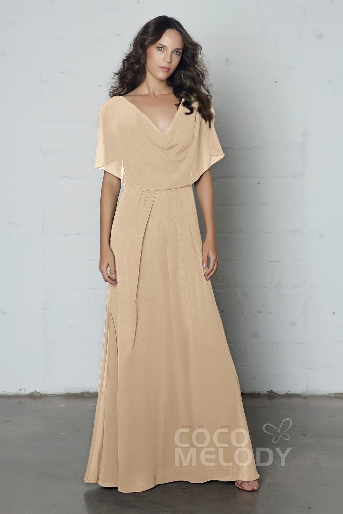 COCOMELODY Sheath-Column Floor Length Chiffon Dress PR17014 