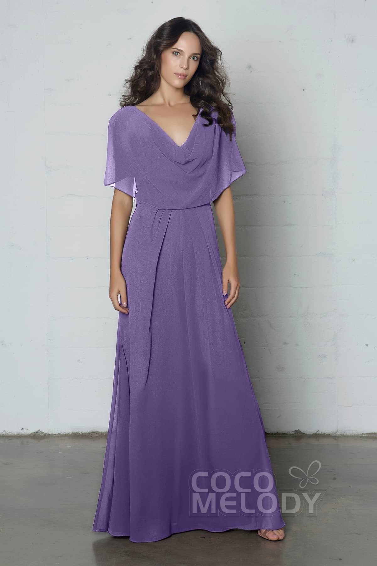 COCOMELODY Sheath-Column Floor Length Chiffon Dress PR17014 