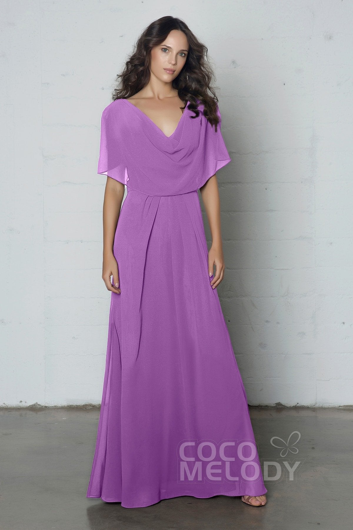 COCOMELODY Sheath-Column Floor Length Chiffon Dress PR17014 