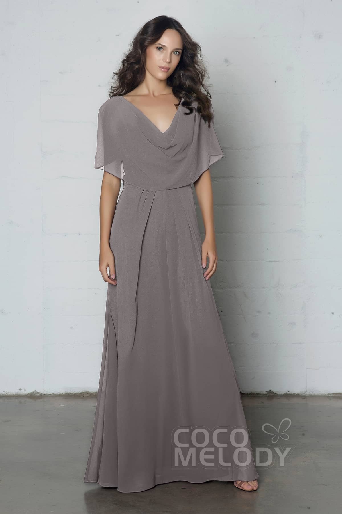 COCOMELODY Sheath-Column Floor Length Chiffon Dress PR17014 