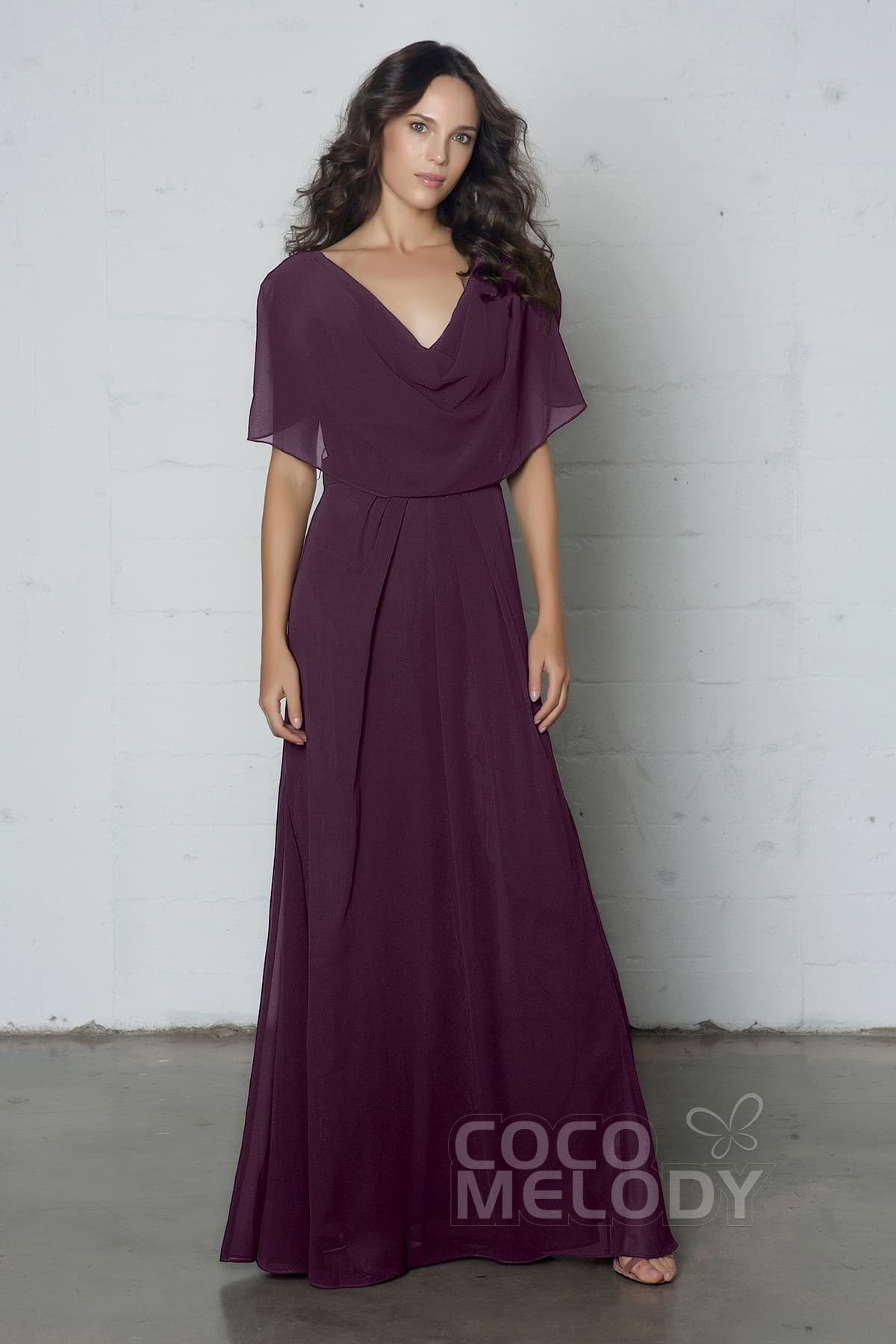 COCOMELODY Sheath-Column Floor Length Chiffon Dress PR17014 