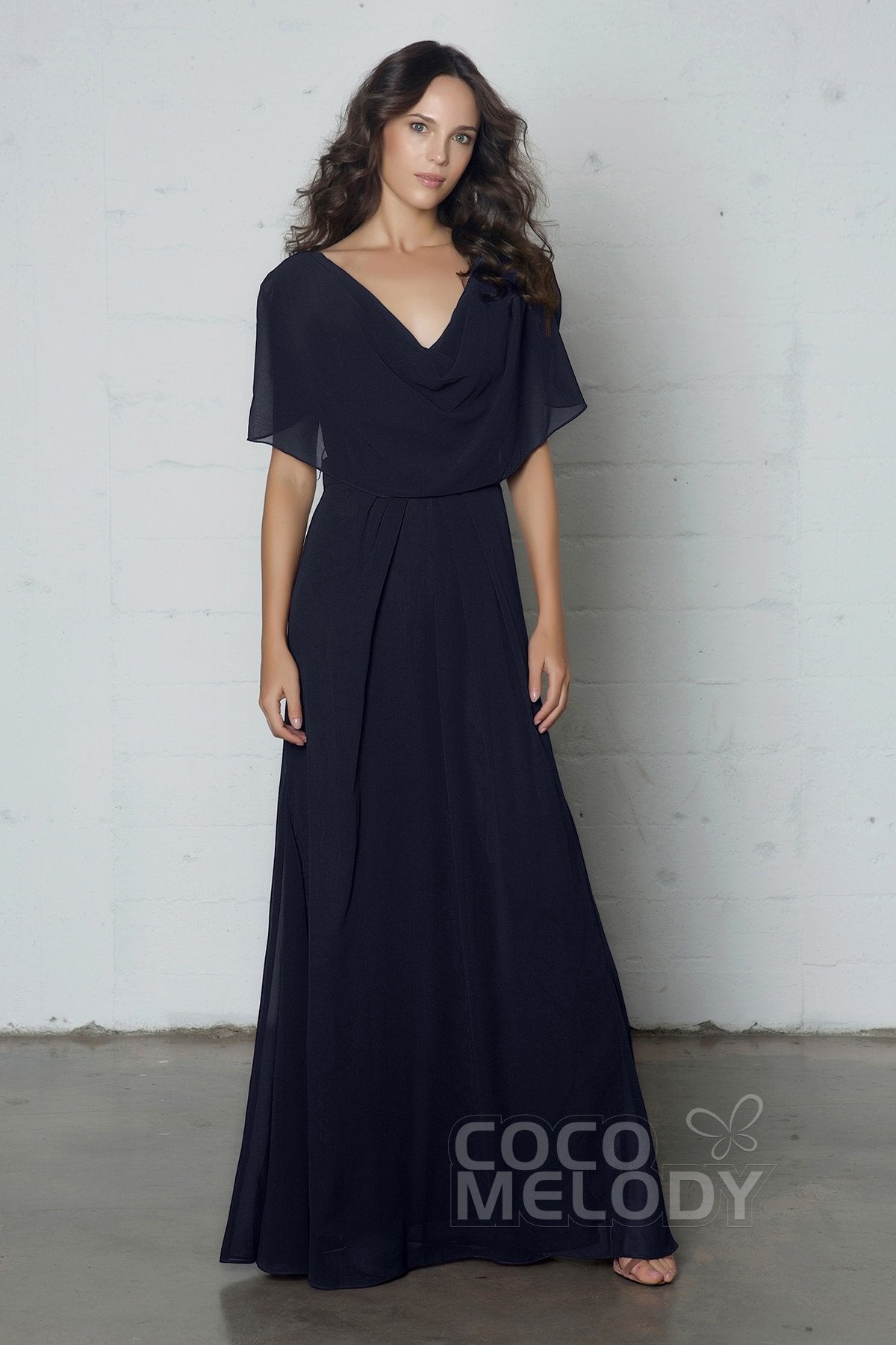 COCOMELODY Sheath-Column Floor Length Chiffon Dress PR17014 