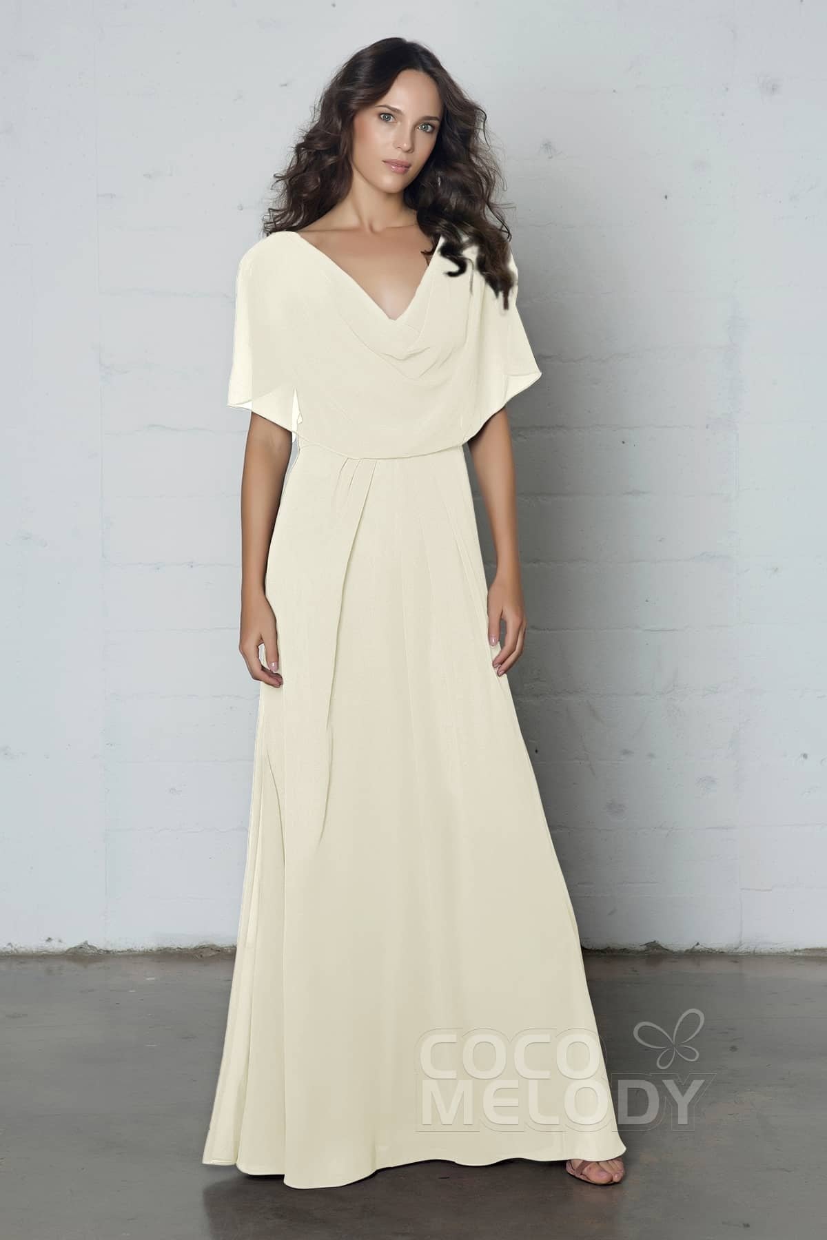 COCOMELODY Sheath-Column Floor Length Chiffon Dress PR17014 