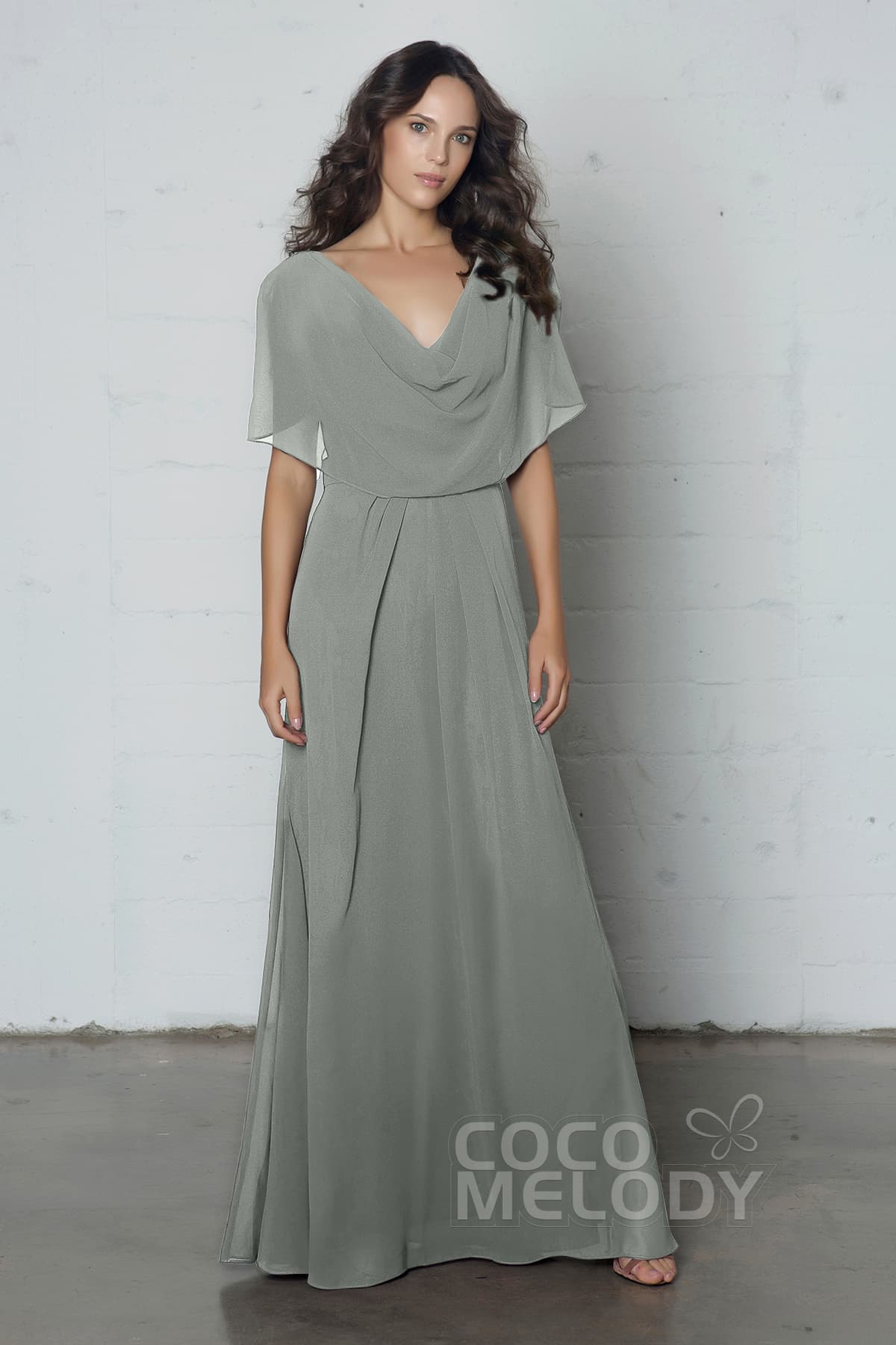 COCOMELODY Sheath-Column Floor Length Chiffon Dress PR17014 