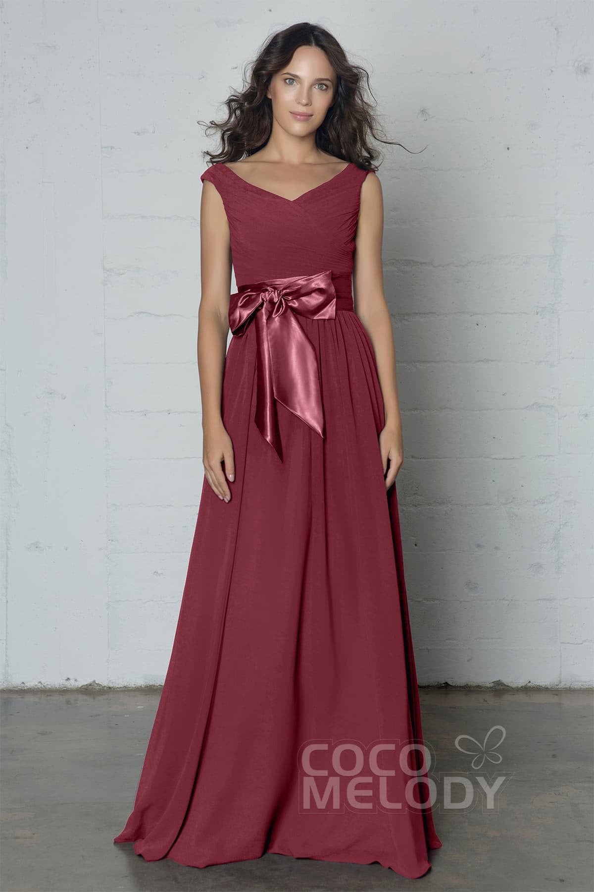 COCOMELODY Sheath-Column Floor Length Chiffon Dress PR17017 