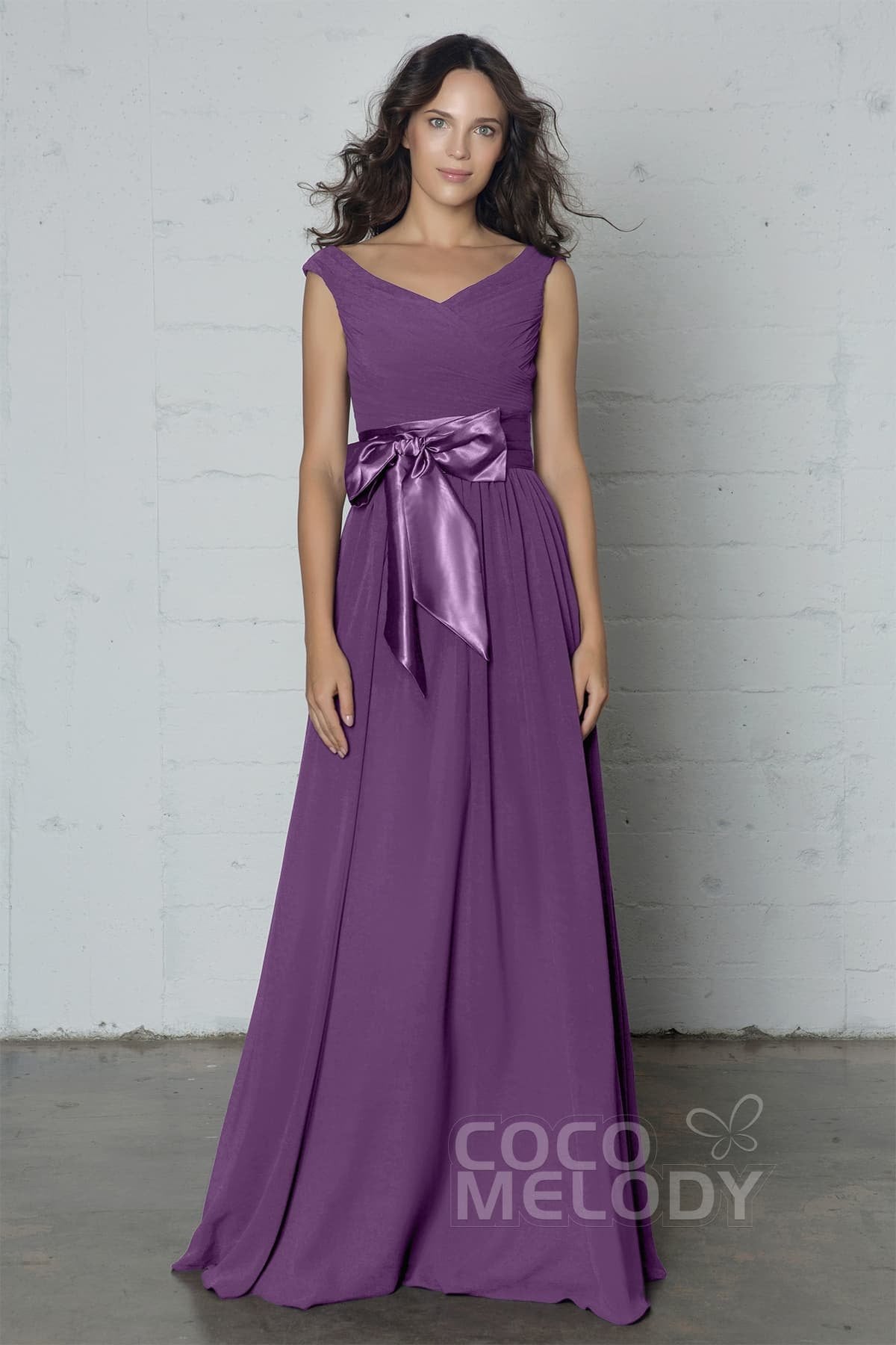 COCOMELODY Sheath-Column Floor Length Chiffon Dress PR17017 