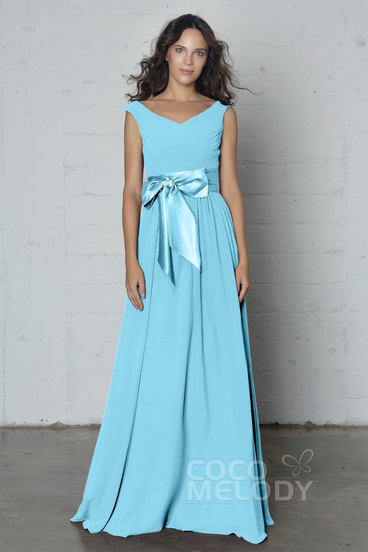 COCOMELODY Sheath-Column Floor Length Chiffon Dress PR17017 