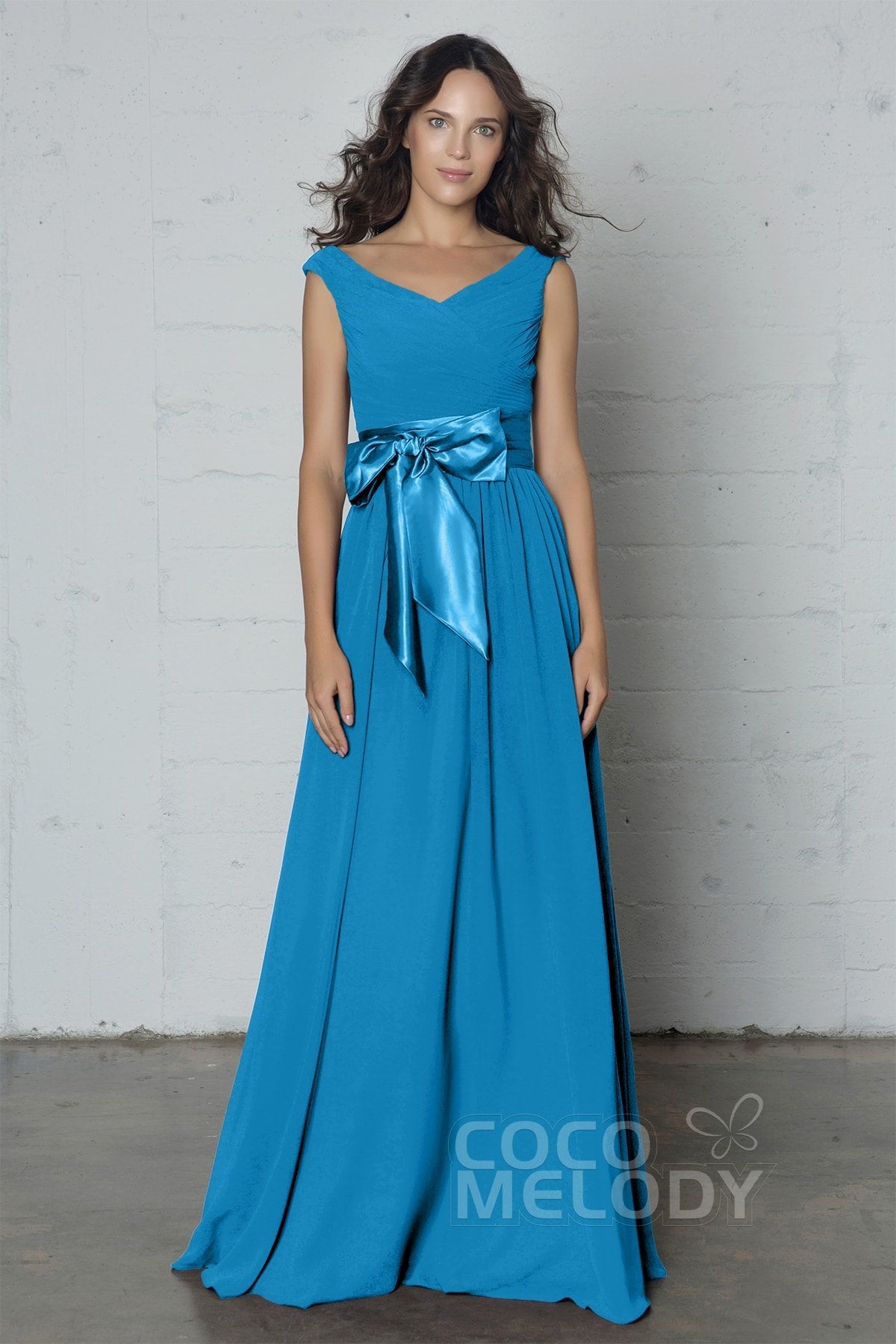 COCOMELODY Sheath-Column Floor Length Chiffon Dress PR17017 