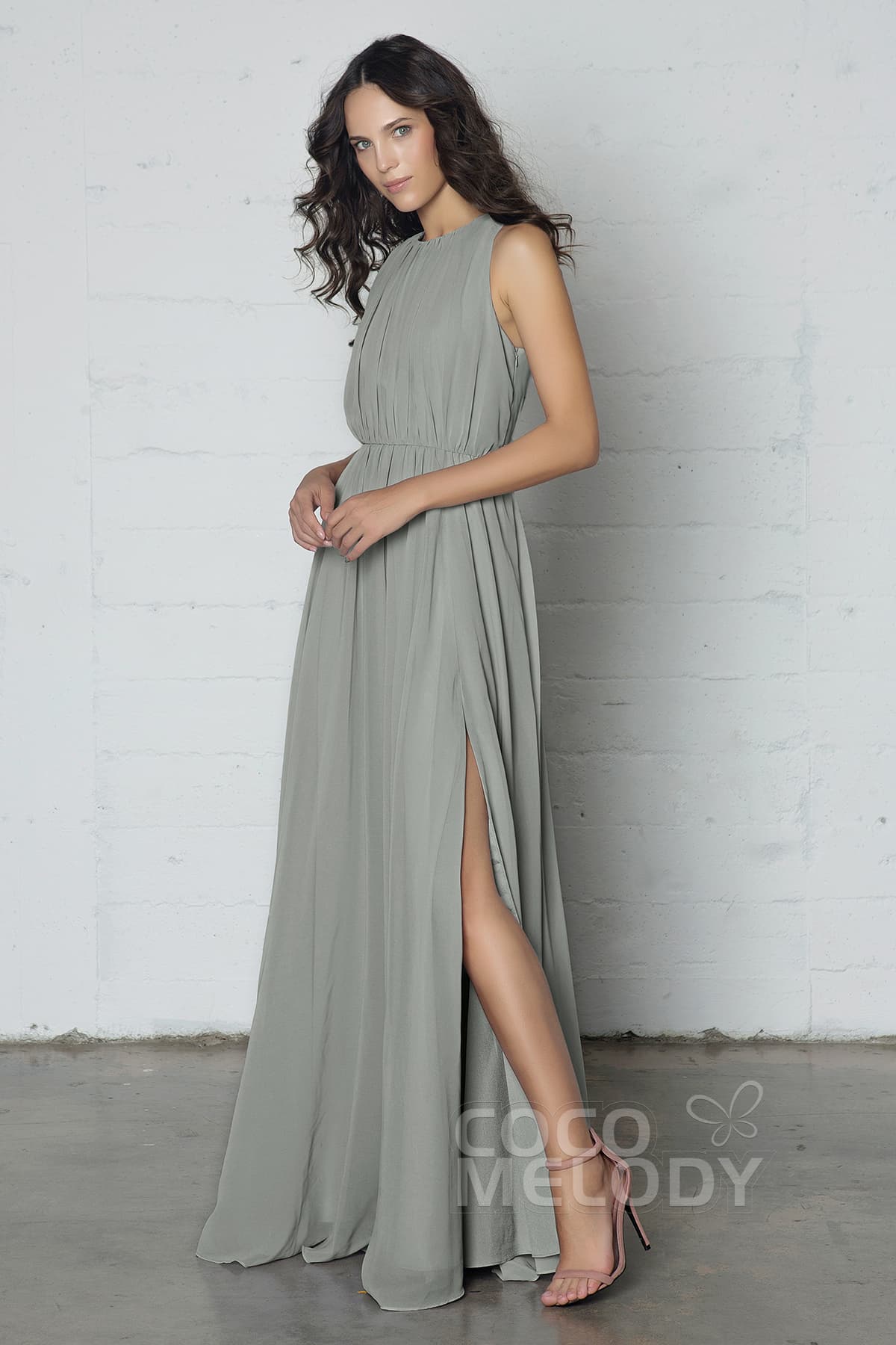 COCOMELODY Sheath-Column Floor Length Chiffon Dress PR17020 