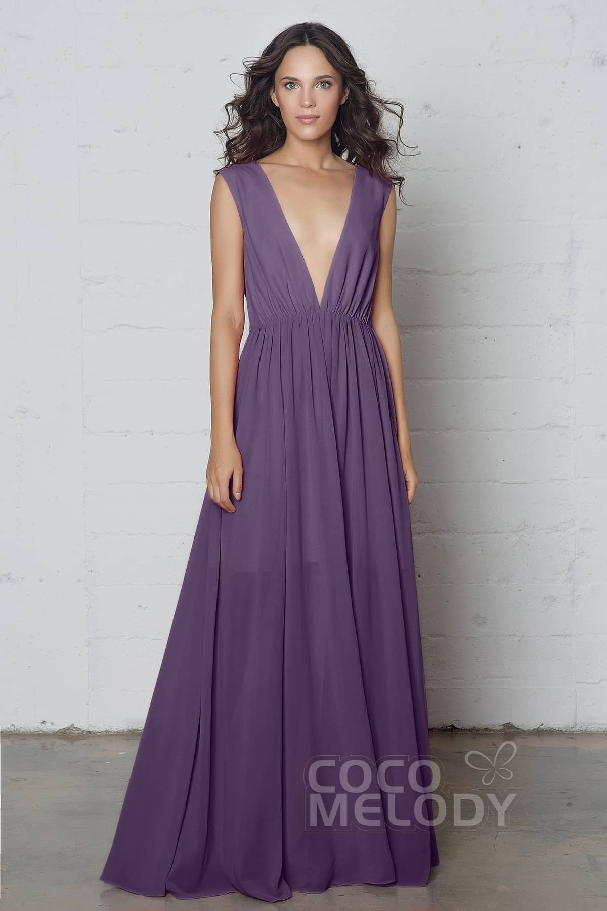 COCOMELODY Sheath-Column Floor Length Chiffon Dress PR17022 