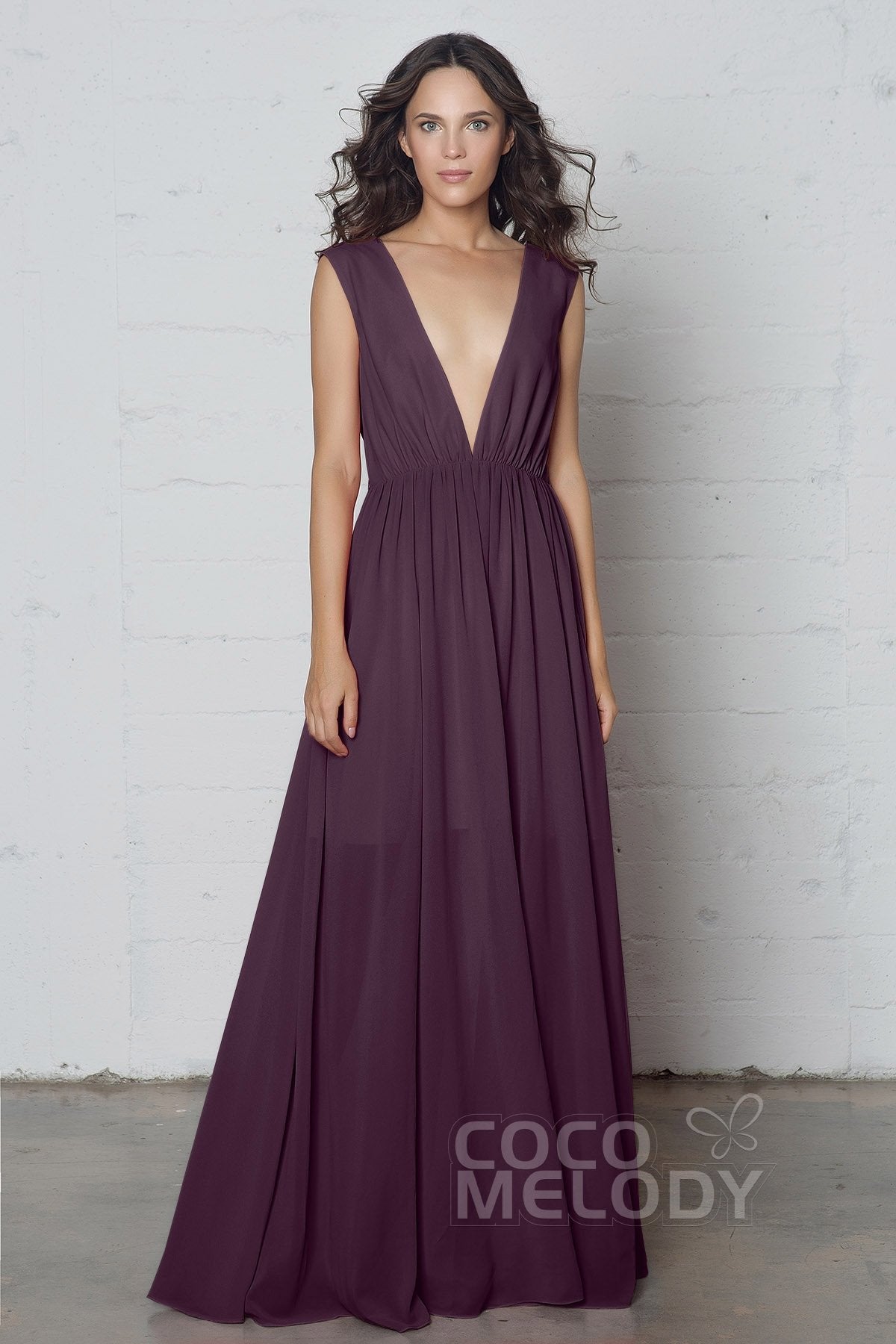 COCOMELODY Sheath-Column Floor Length Chiffon Dress PR17022 