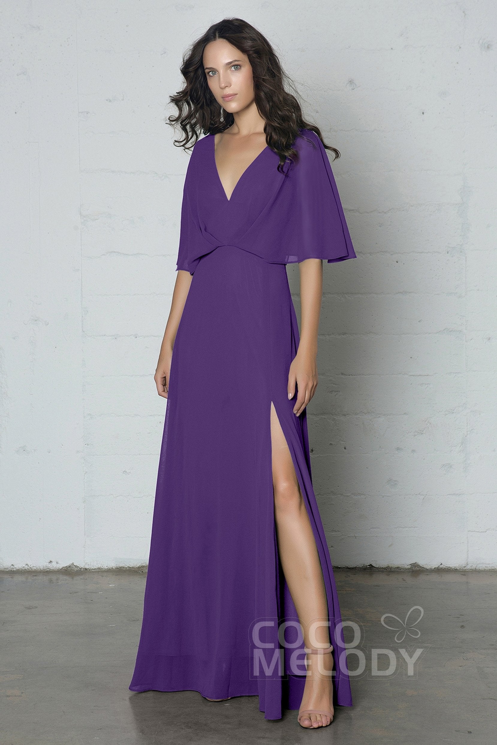 COCOMELODY Sheath-Column Floor Length Chiffon Dress PR17024 