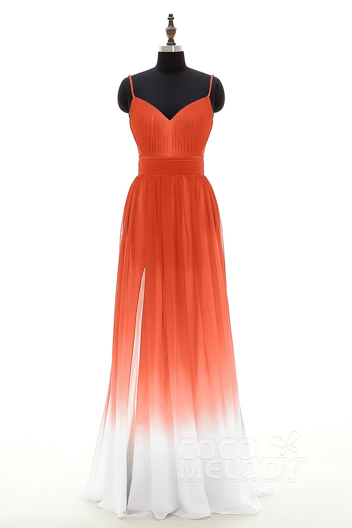 COCOMELODY Sheath Floor Length Chiffon Ombre Bridesmaid Dress Formal Dresses PR3268 