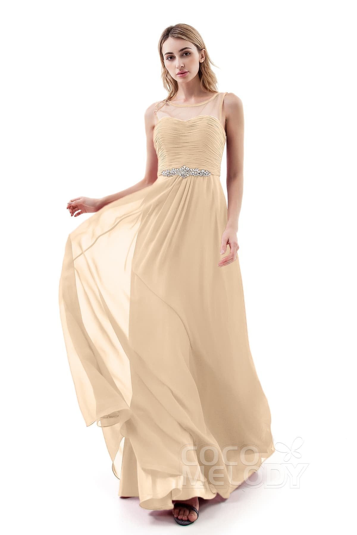 COCOMELODY A-Line Sweep-Brush Train Chiffon Dress PR3400 