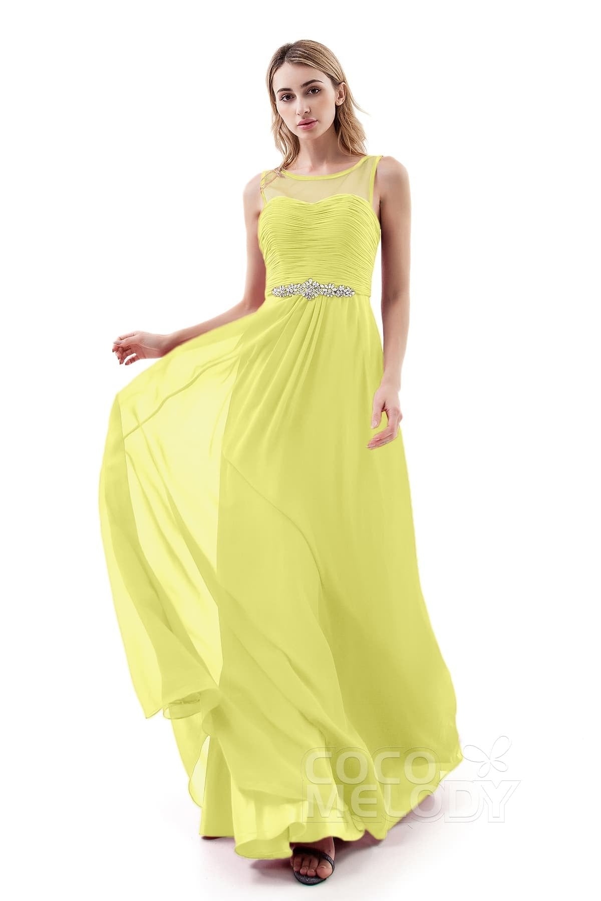 COCOMELODY A-Line Sweep-Brush Train Chiffon Dress PR3400 