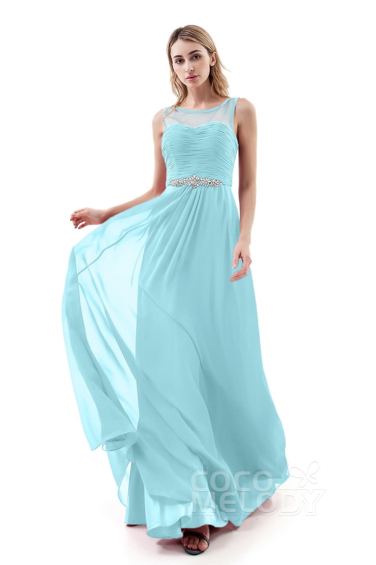 COCOMELODY A-Line Sweep-Brush Train Chiffon Dress PR3400 