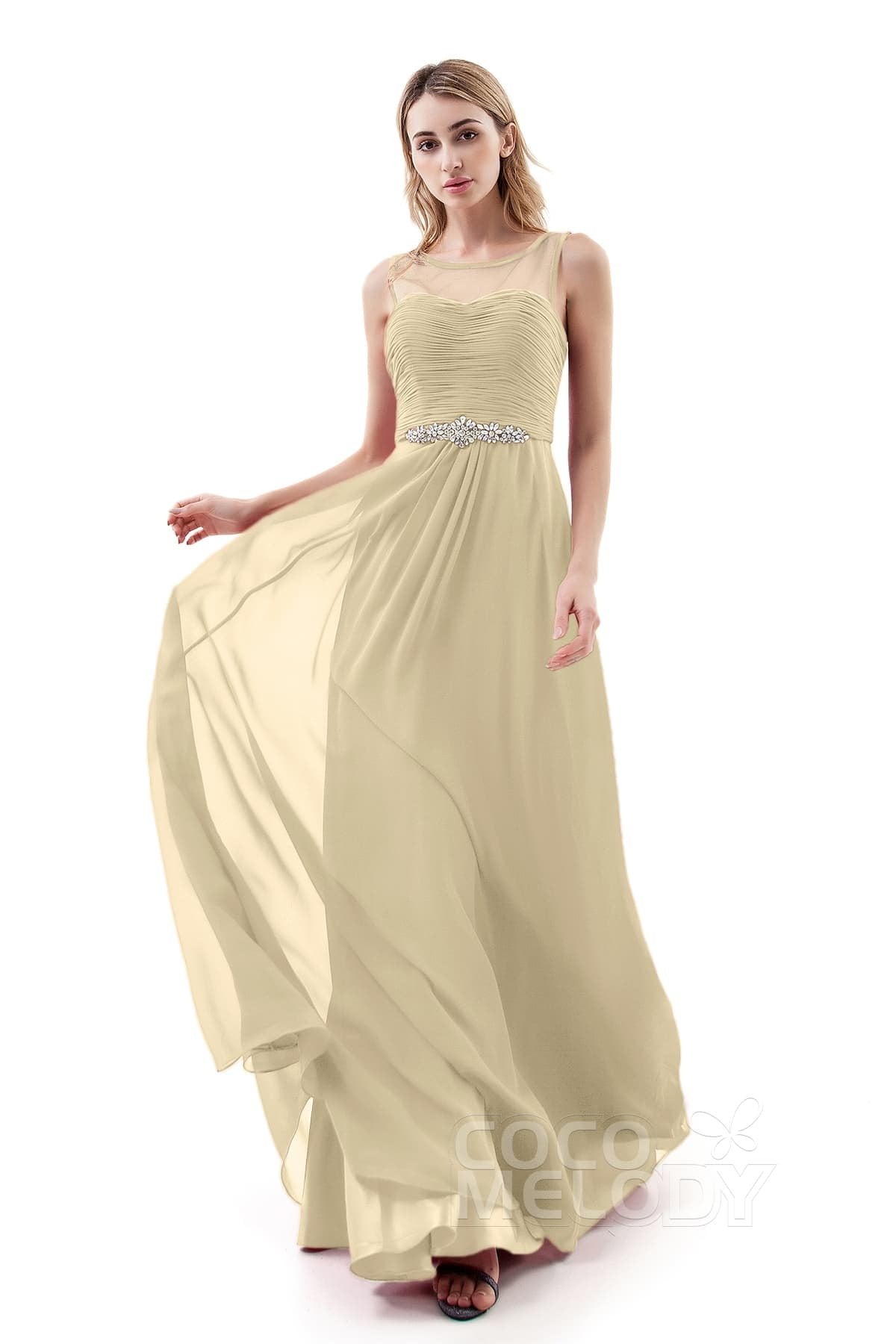 COCOMELODY A-Line Sweep-Brush Train Chiffon Dress PR3400 