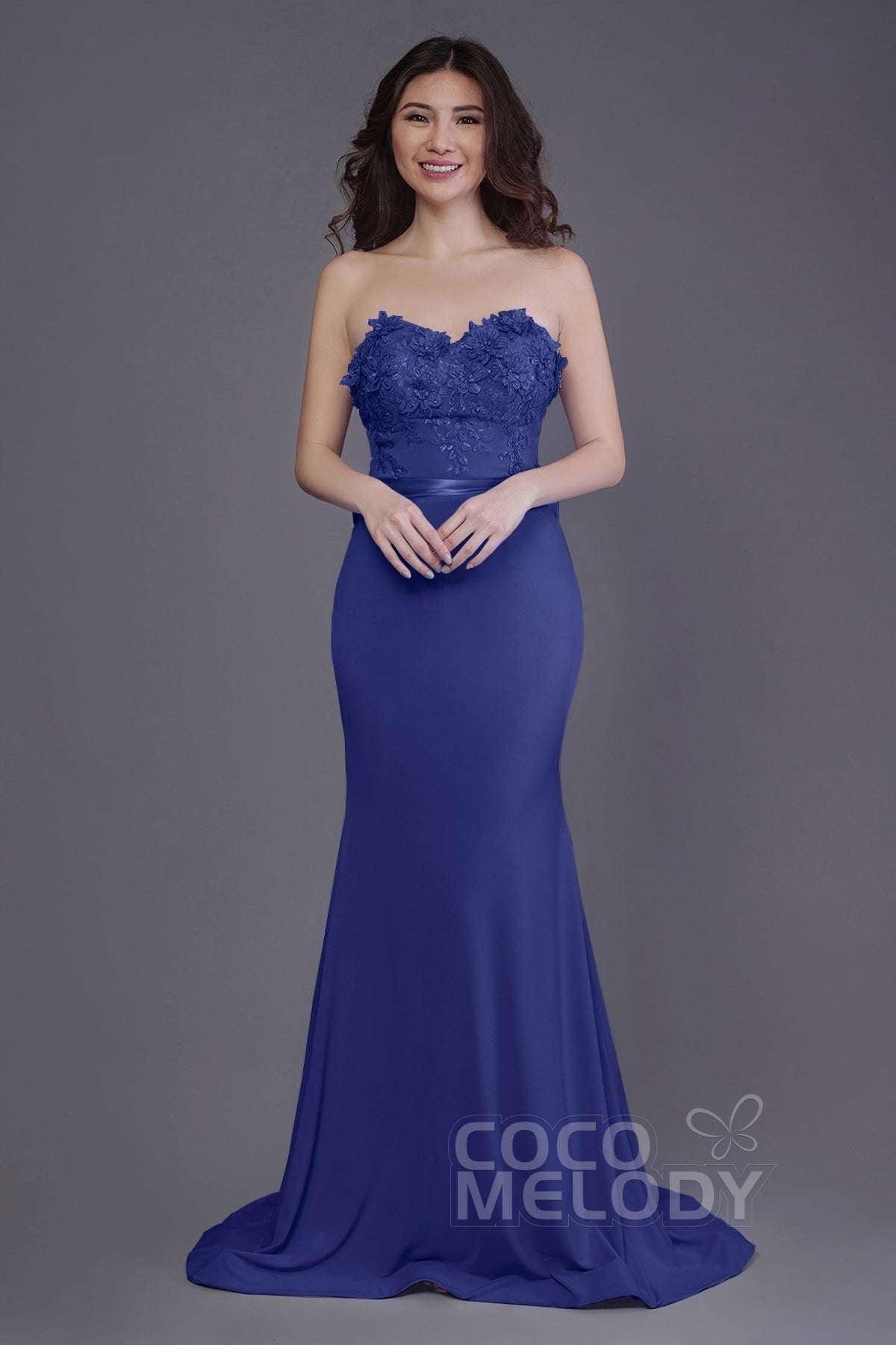 COCOMELODY Mermaid Sweep Train Knitted Fabric Bridesmaid Dress PR3484 