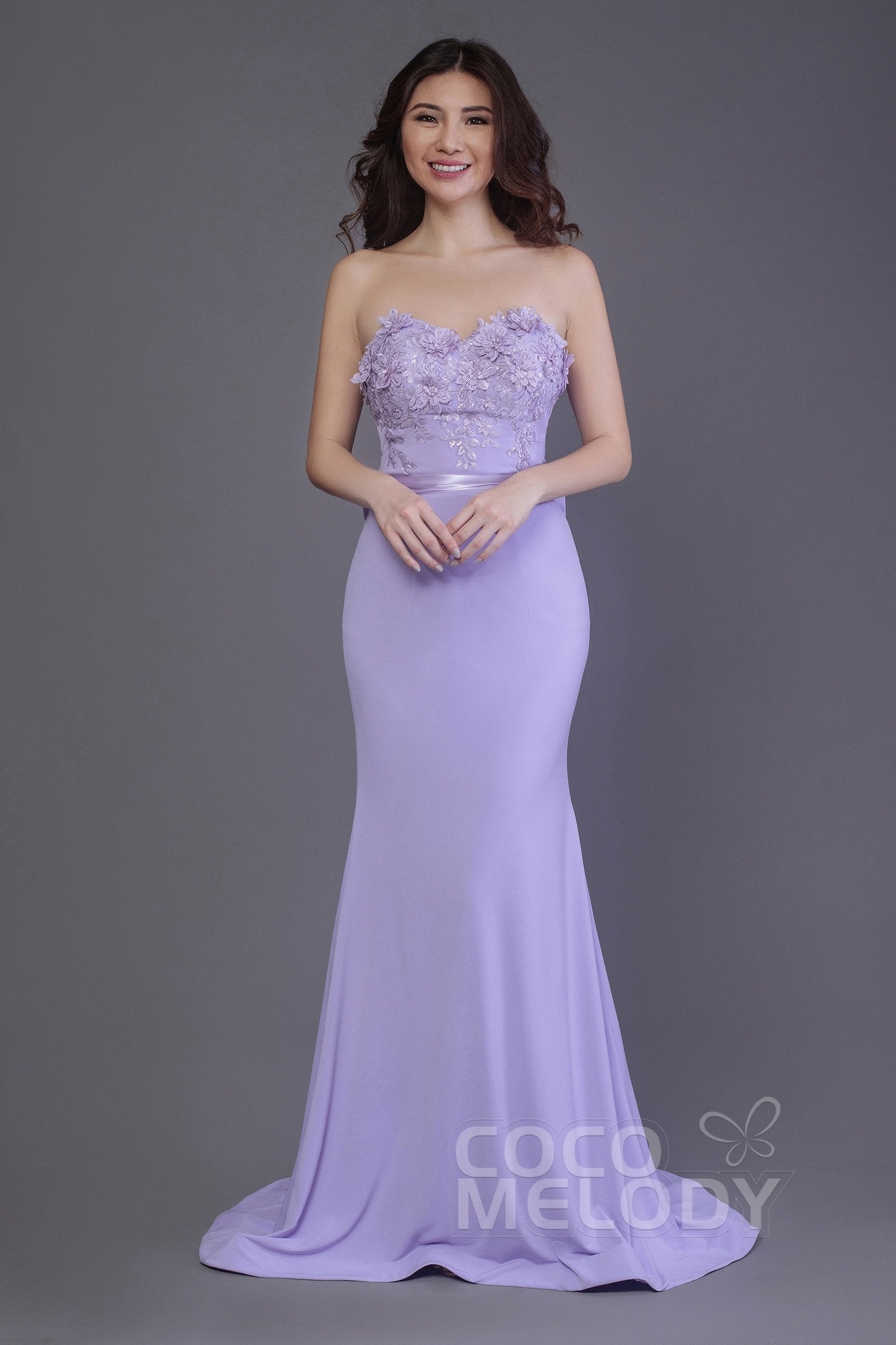 COCOMELODY Mermaid Sweep Train Knitted Fabric Bridesmaid Dress PR3484 