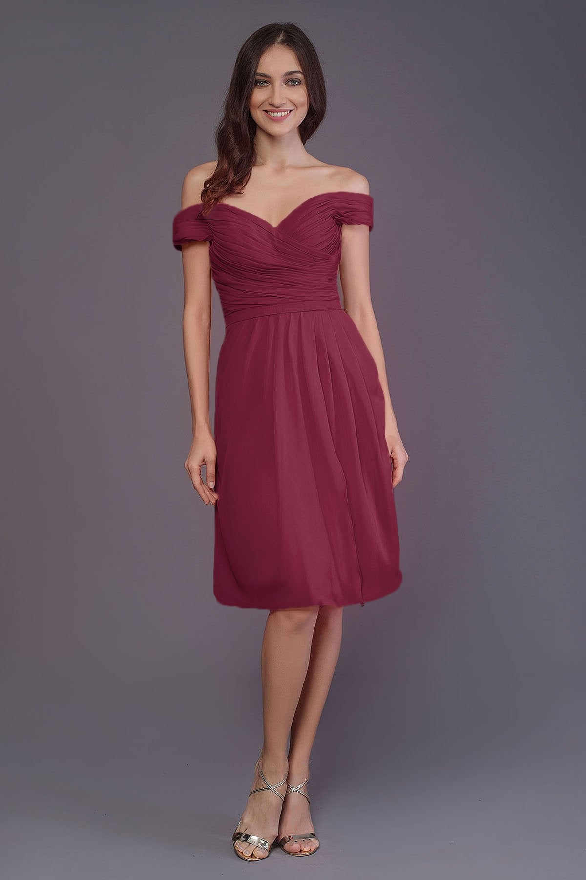 COCOMELODY Sheath-Column Knee Length Short Bridesmaid Dress PR3485 