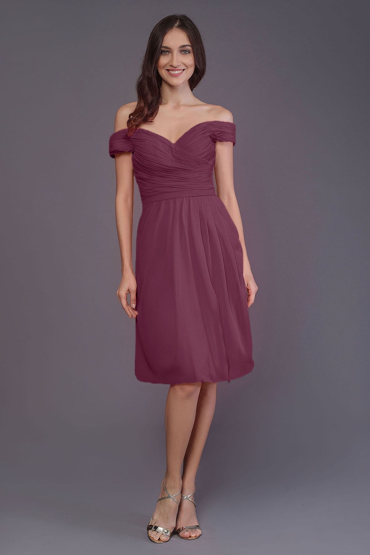 COCOMELODY Sheath-Column Knee Length Short Bridesmaid Dress PR3485 