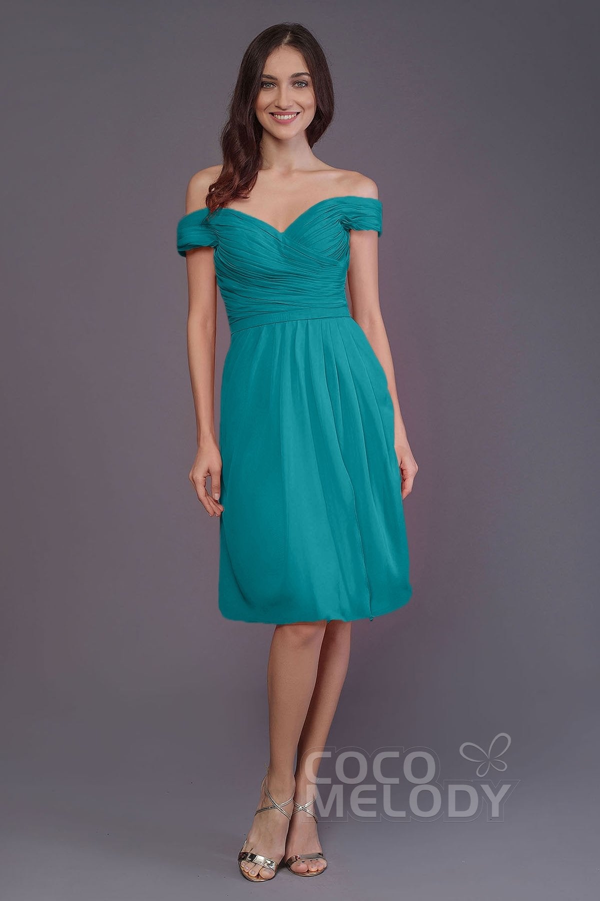 COCOMELODY Sheath-Column Knee Length Short Bridesmaid Dress PR3485 