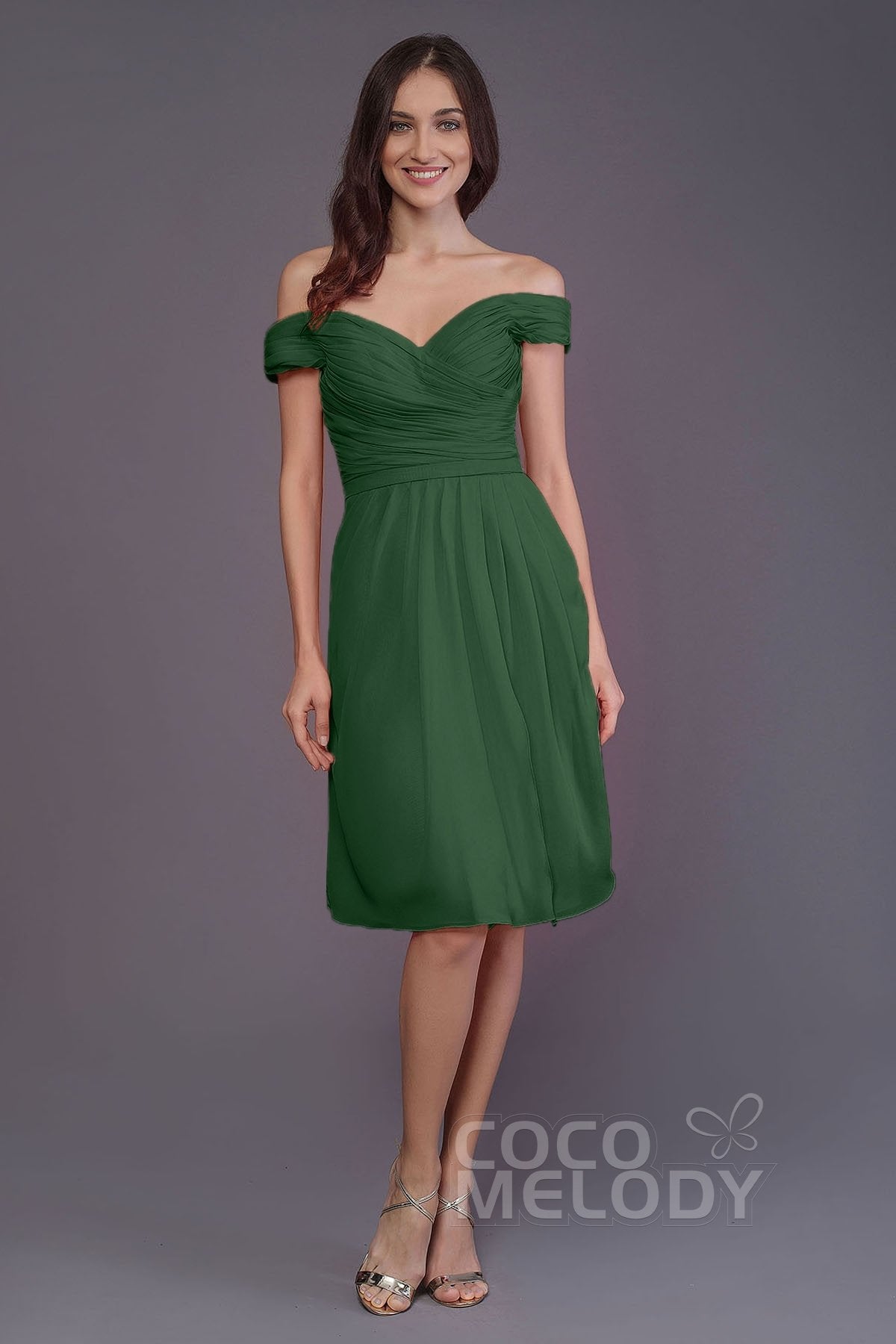 COCOMELODY Sheath-Column Knee Length Short Bridesmaid Dress PR3485 