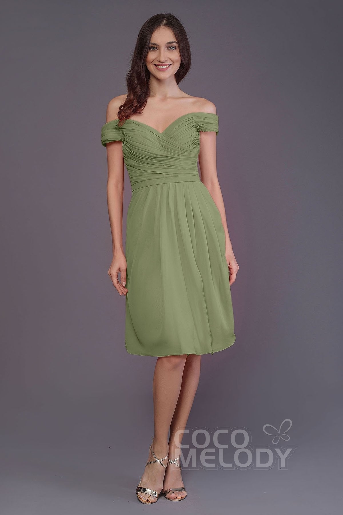 COCOMELODY Sheath-Column Knee Length Short Bridesmaid Dress PR3485 