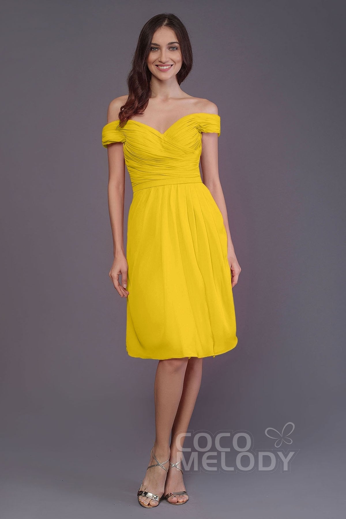 COCOMELODY Sheath-Column Knee Length Short Bridesmaid Dress PR3485 