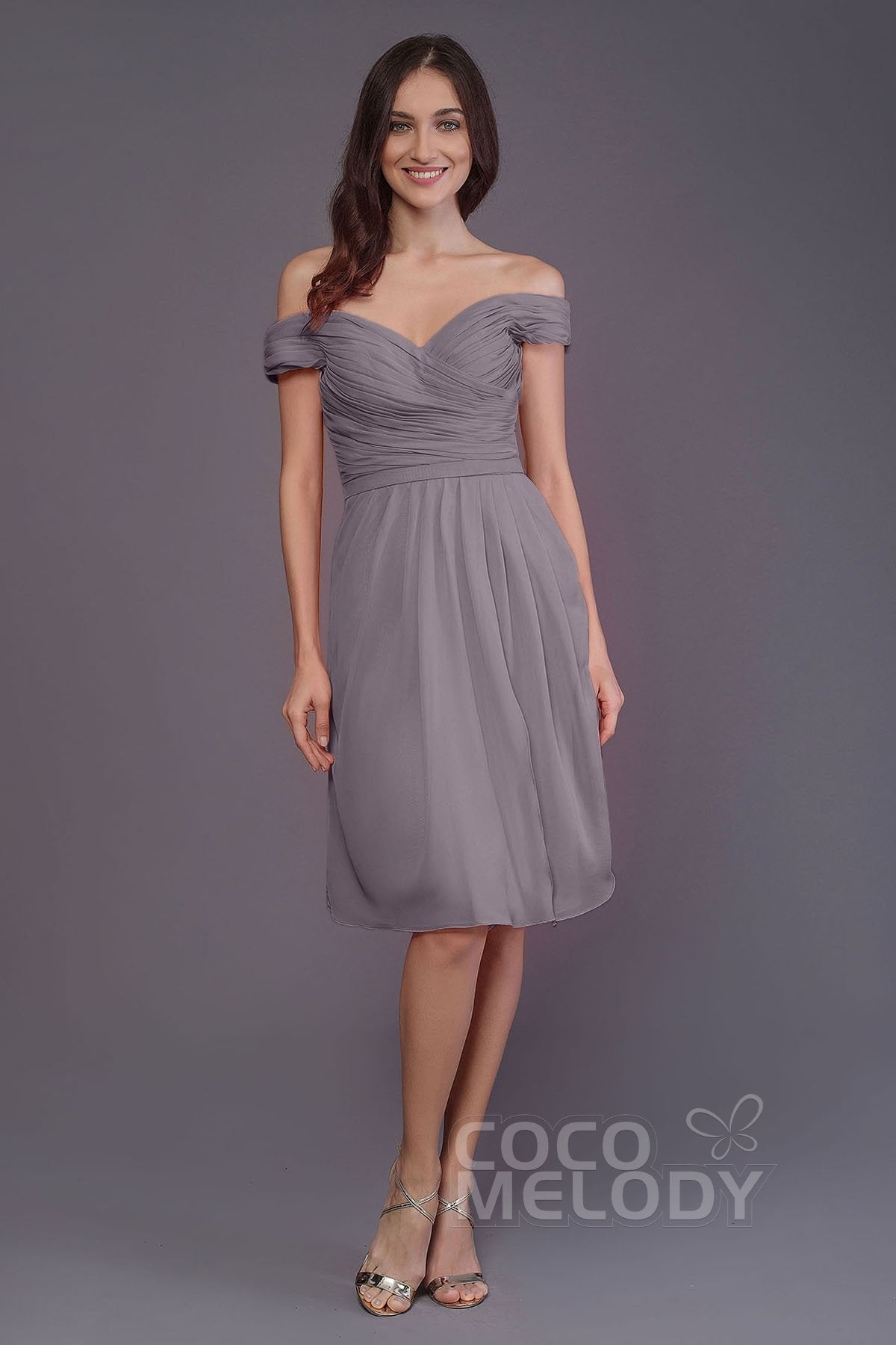 COCOMELODY Sheath-Column Knee Length Short Bridesmaid Dress PR3485 