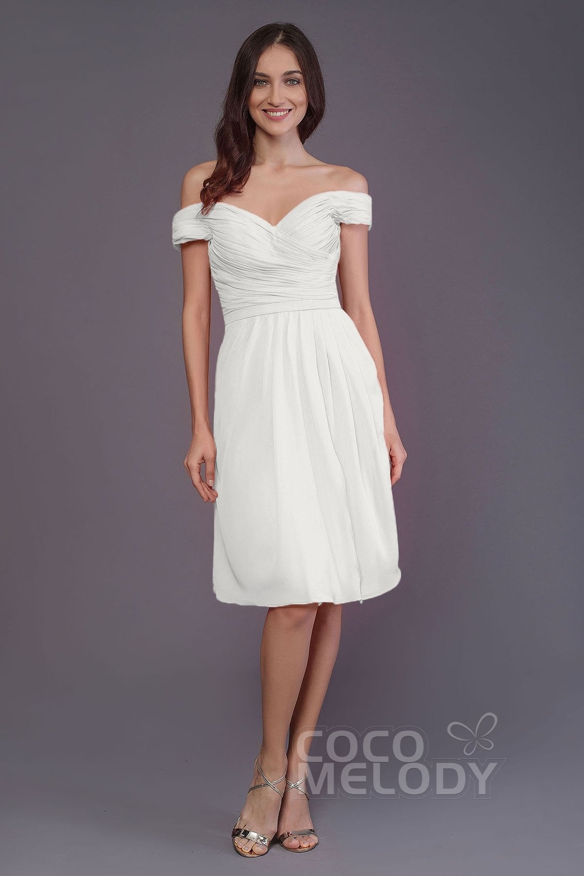 COCOMELODY Sheath-Column Knee Length Short Bridesmaid Dress PR3485 