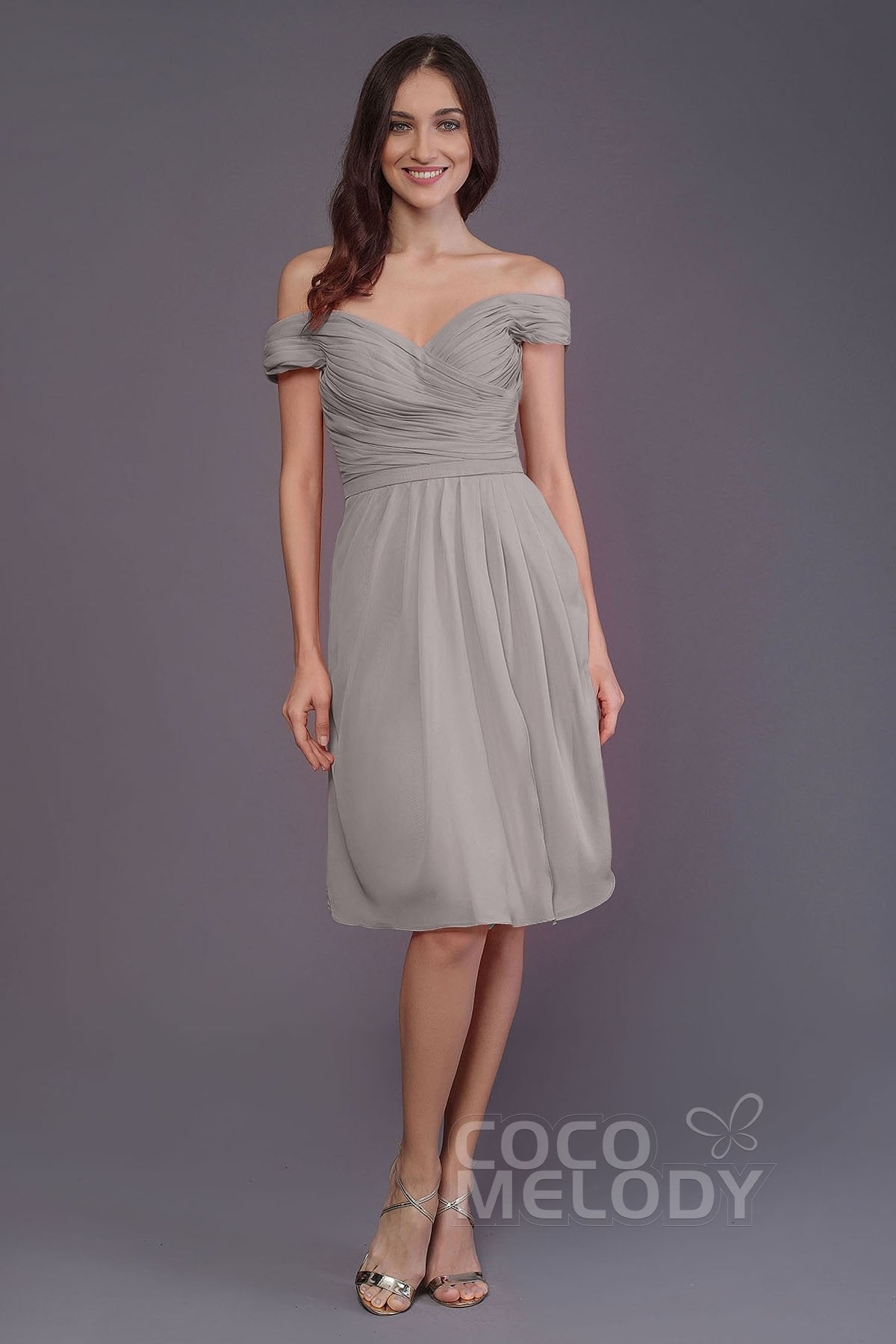 COCOMELODY Sheath-Column Knee Length Short Bridesmaid Dress PR3485 