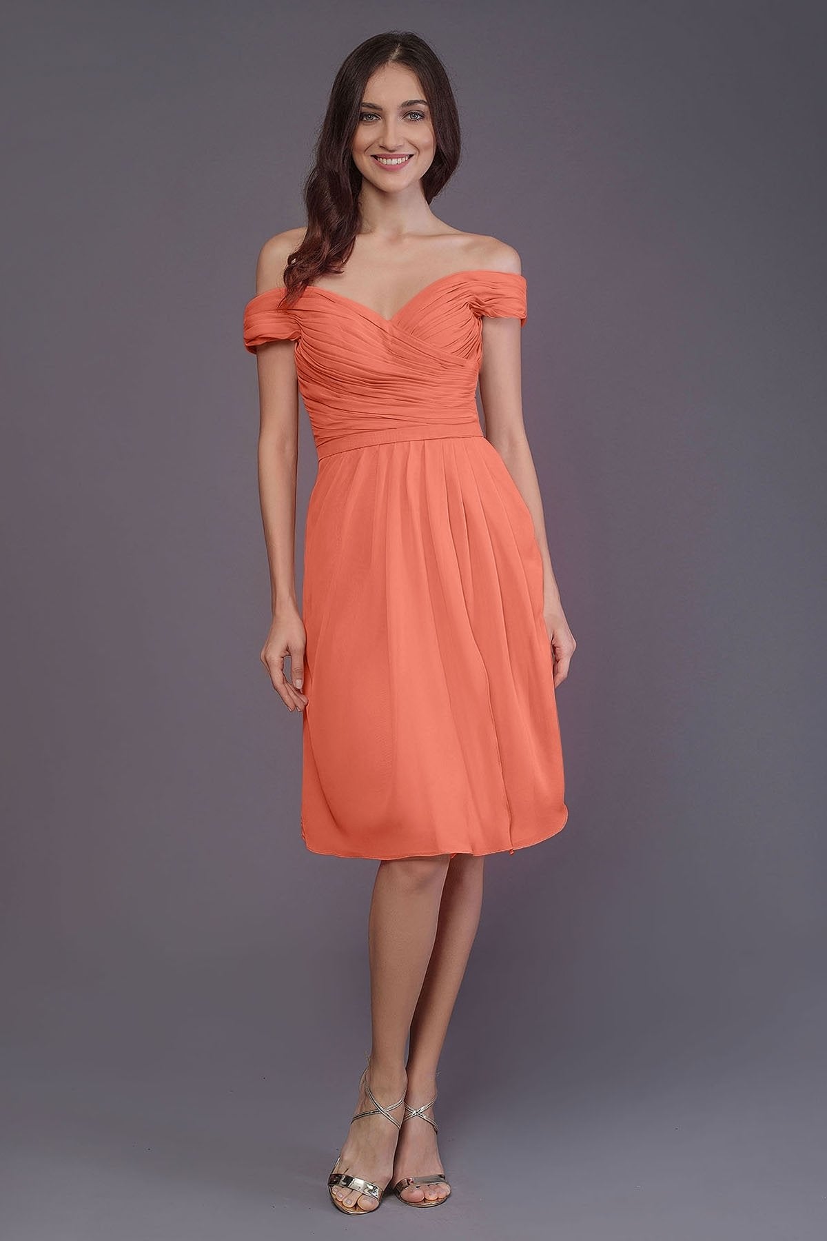 COCOMELODY Sheath-Column Knee Length Short Bridesmaid Dress PR3485 