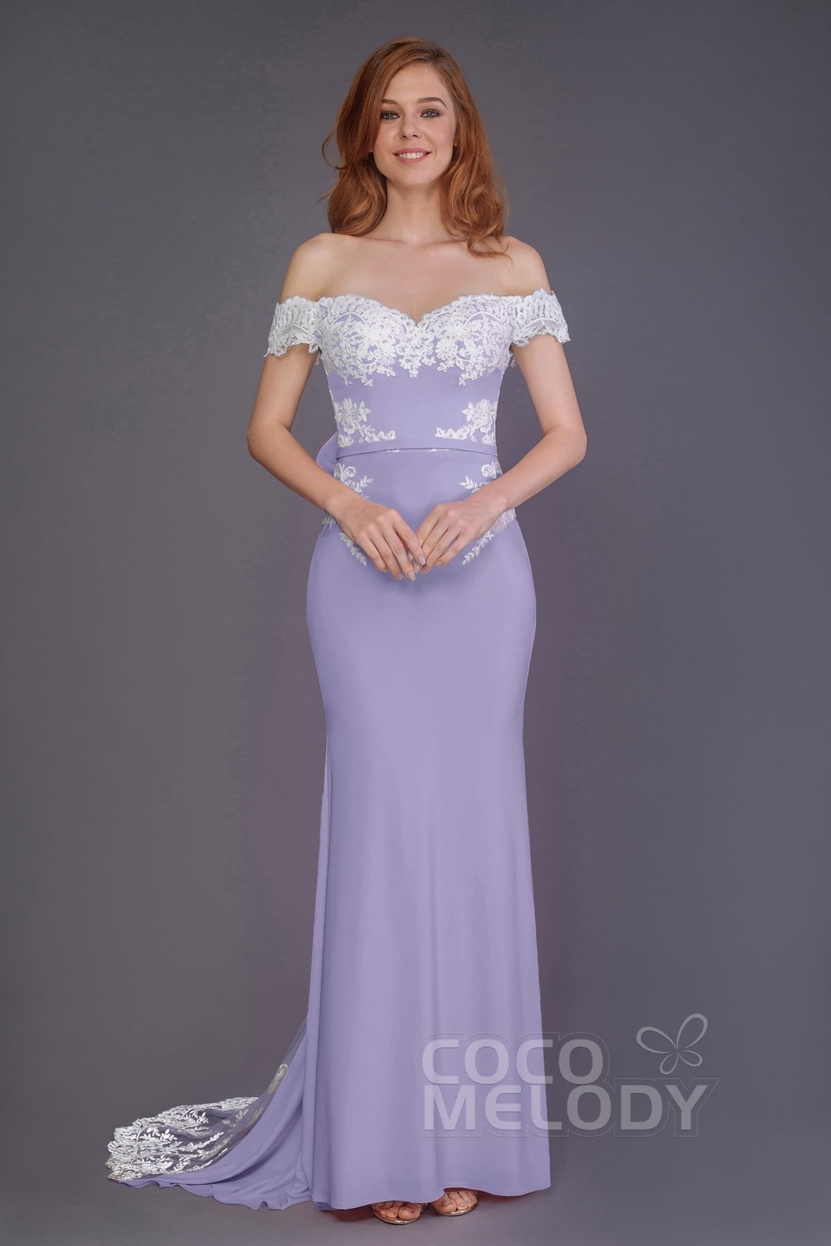 COCOMELODY Mermaid Sweep Train Knitted Fabric Bridesmaid Dress PR3491 