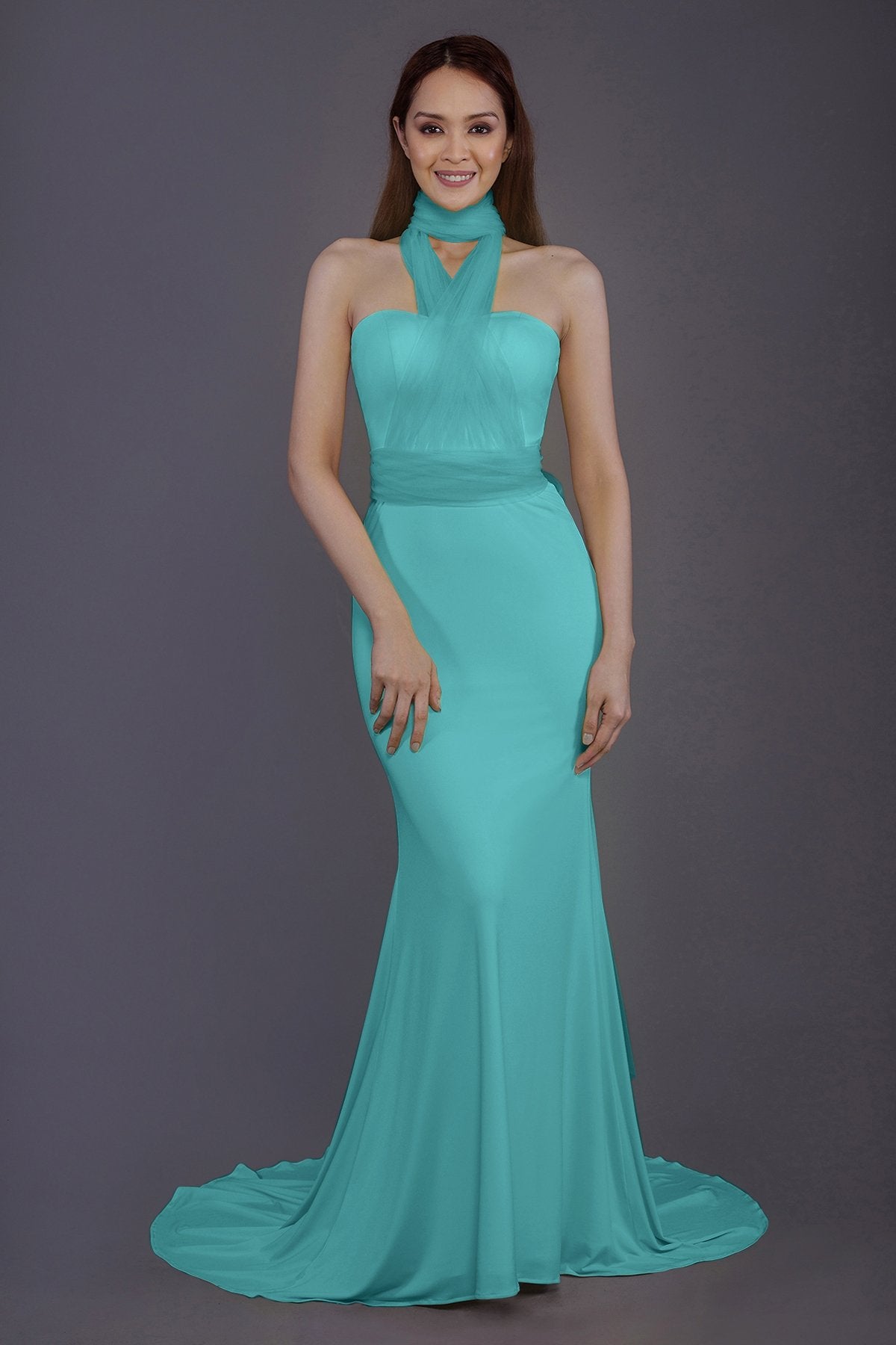 COCOMELODY Mermaid Court Train Knitted Fabric Bridesmaid Dress PR3498 