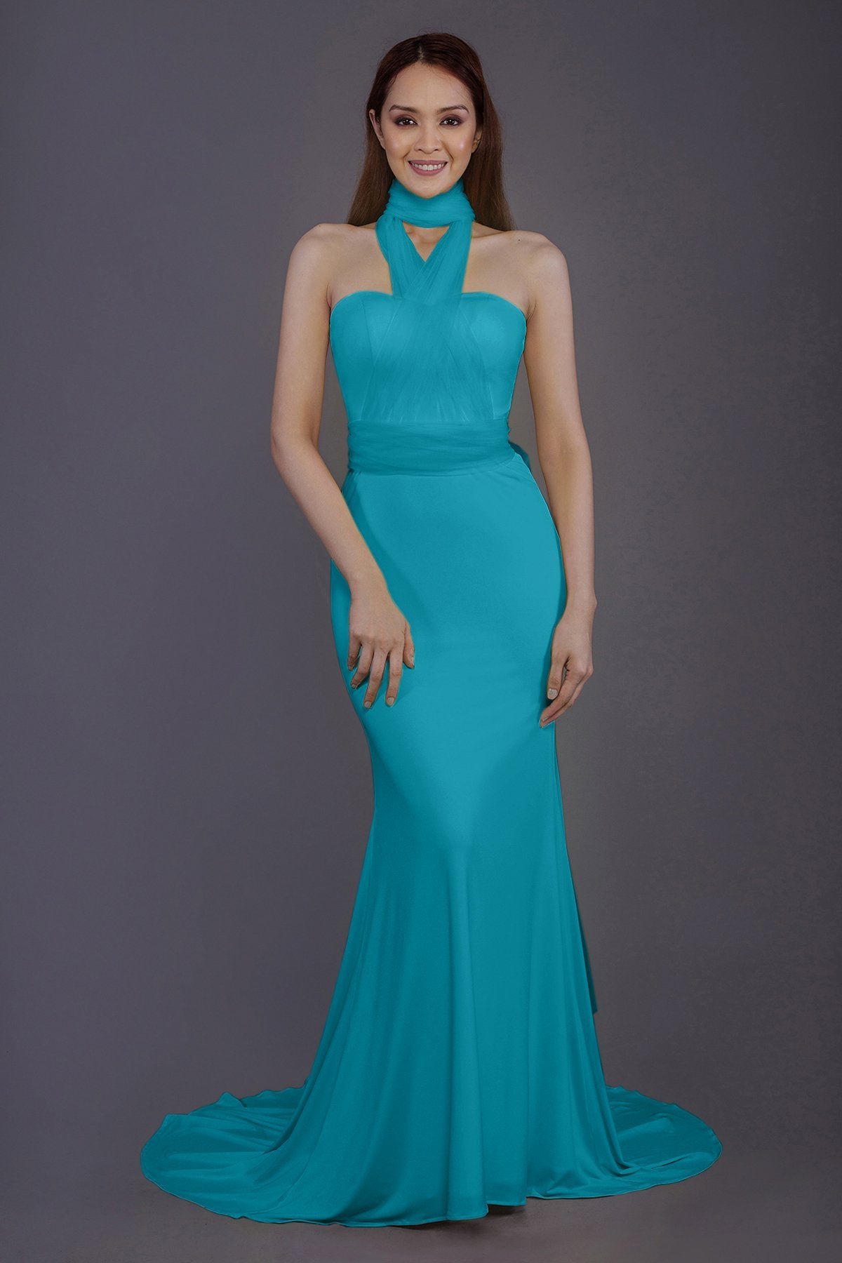 COCOMELODY Mermaid Court Train Knitted Fabric Bridesmaid Dress PR3498 