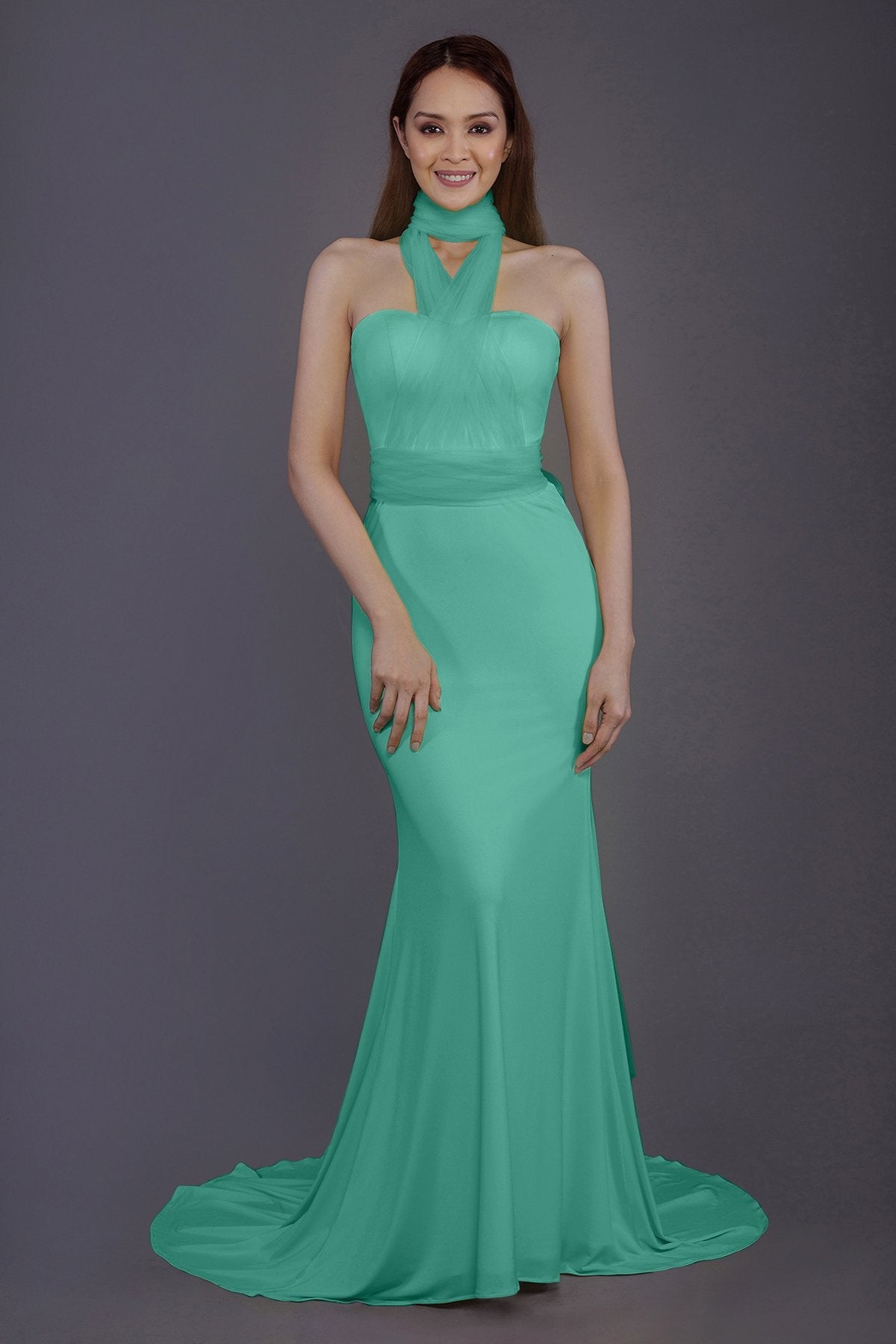 COCOMELODY Mermaid Court Train Knitted Fabric Bridesmaid Dress PR3498 