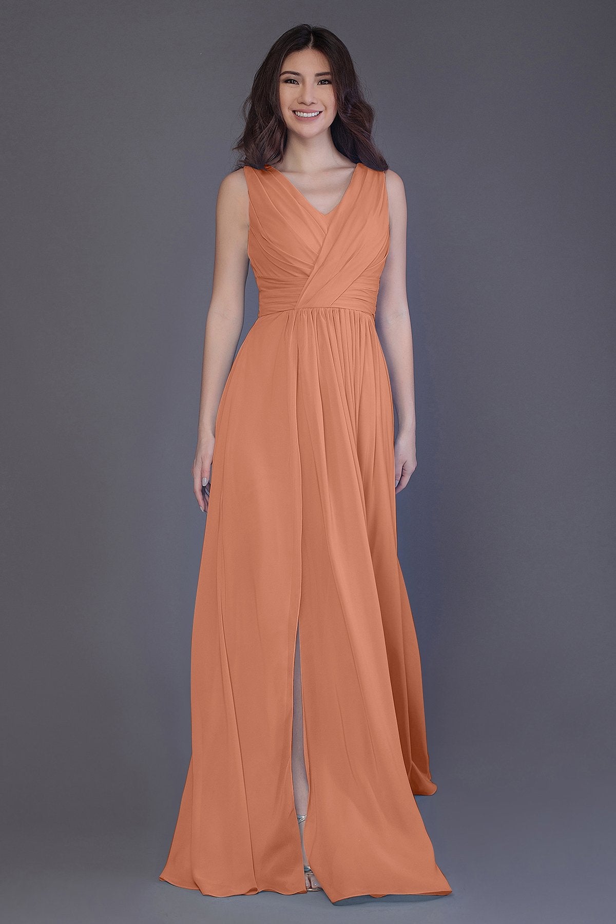 COCOMELODY Sheath-Column Floor Length Chiffon Bridesmaid Dress PR3499 