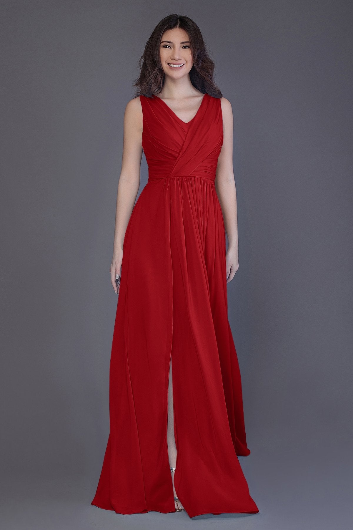 COCOMELODY Sheath-Column Floor Length Chiffon Bridesmaid Dress PR3499 