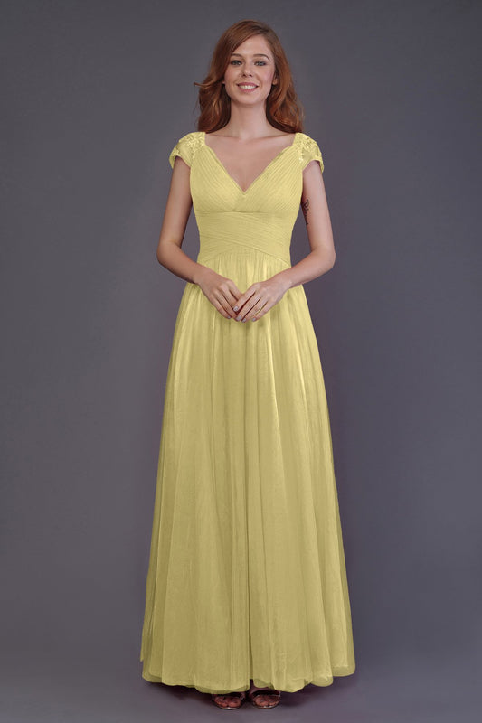 Sheath-Column Floor Length Tulle Bridesmaid Dress PR3510