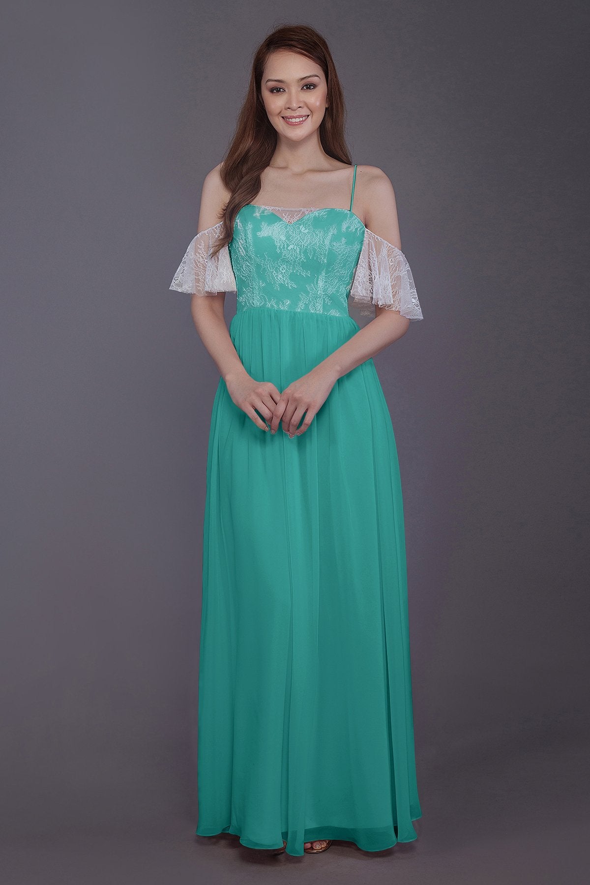 COCOMELODY Sheath-Column Floor Length Chiffon Bridesmaid Dress PR3521 